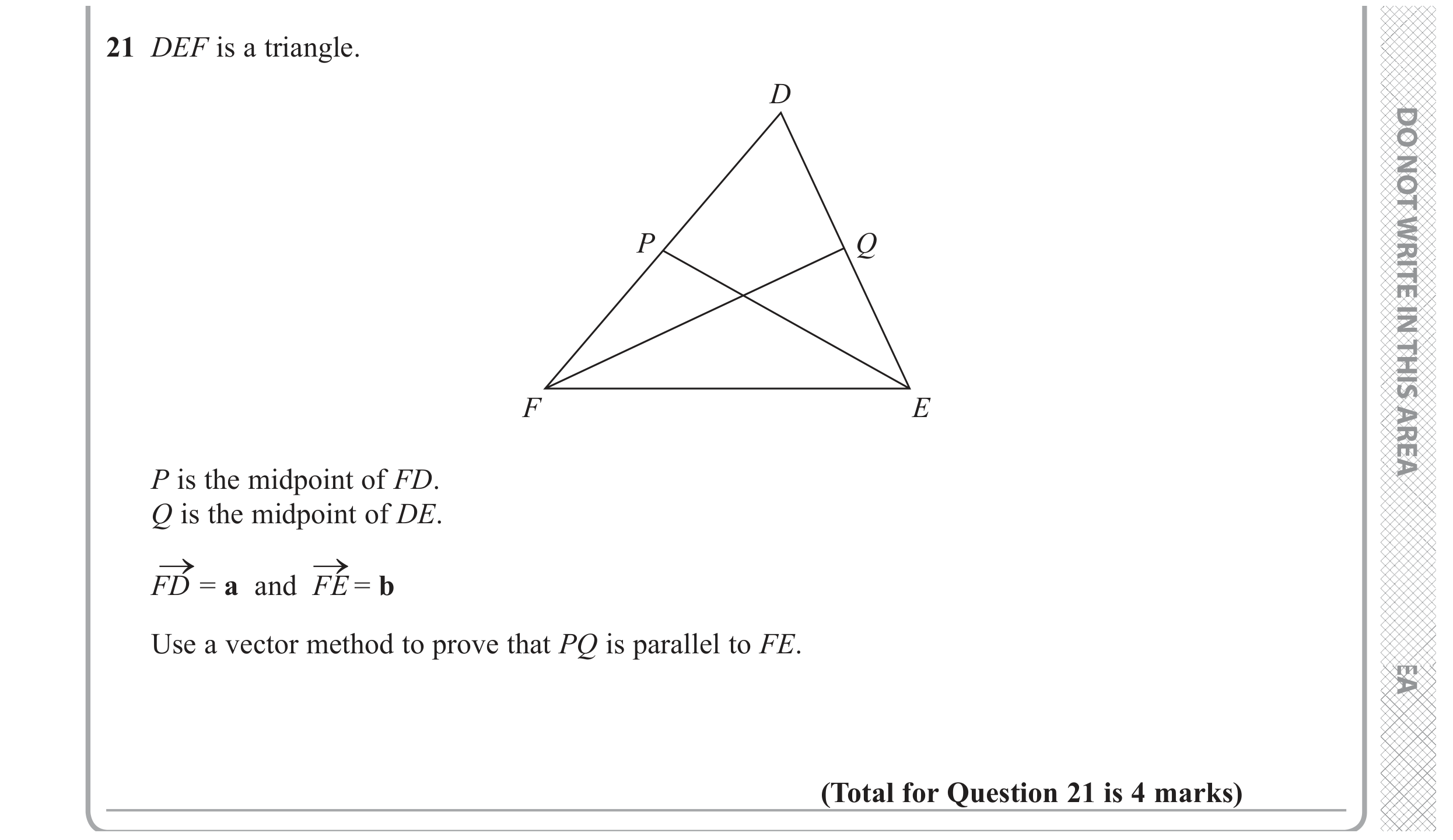 Question 21 — Vectors — Edexcel GCSE November 2020