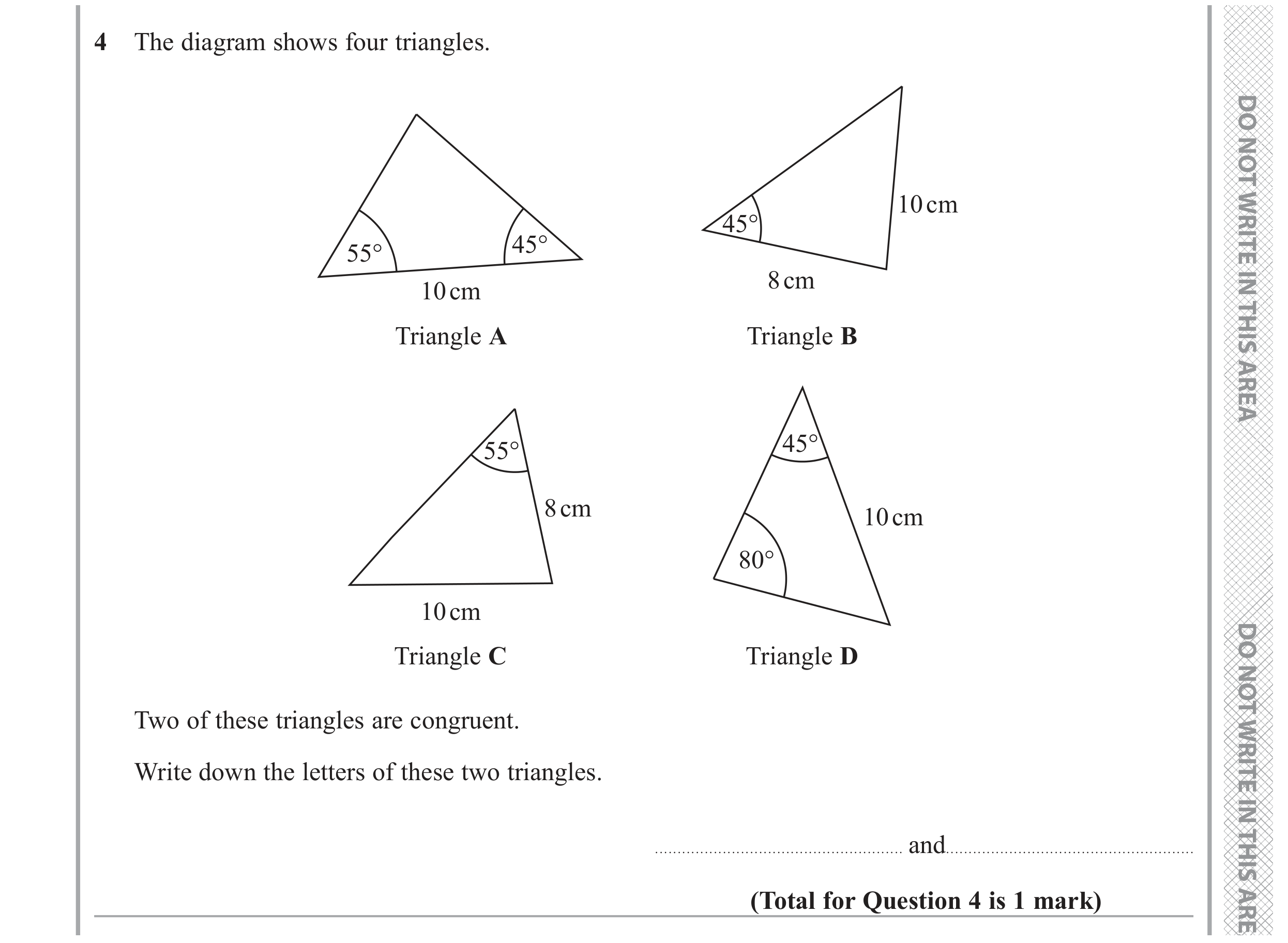 Question 4 — Congruence and Similarity — Edexcel GCSE November 2020