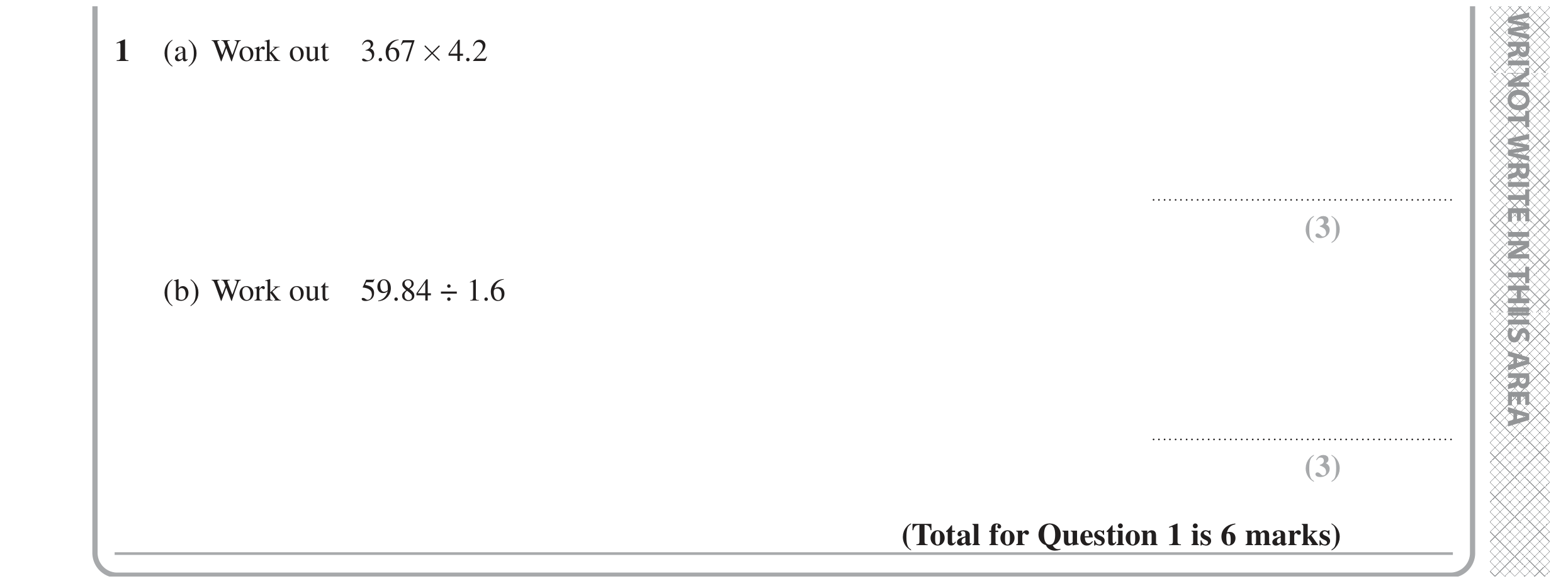 Question 1 — Multiplication, Division — Edexcel GCSE November 2021