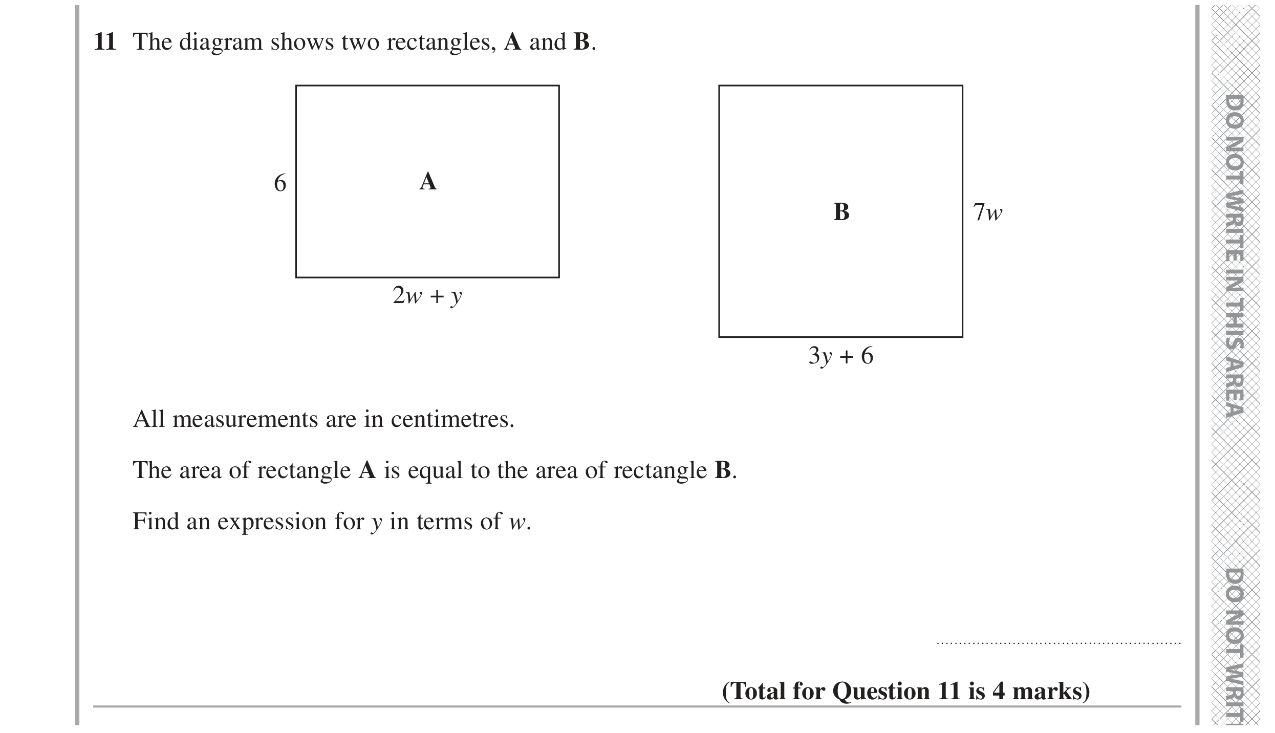 Question 11 — Perimeter and Area — Edexcel GCSE November 2021
