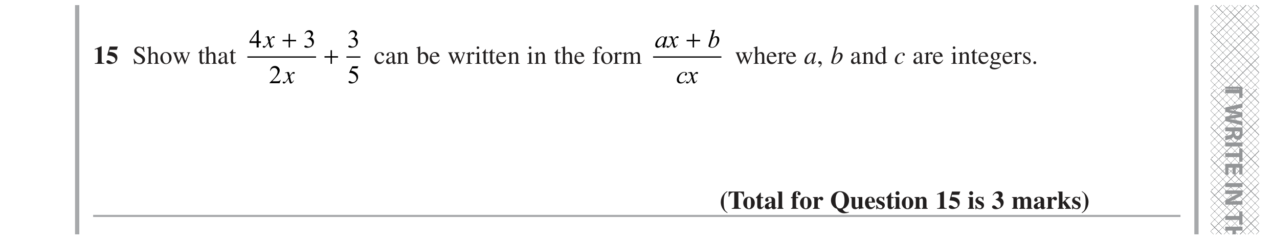 Question 15 — Algebra Fractions — Edexcel GCSE November 2021