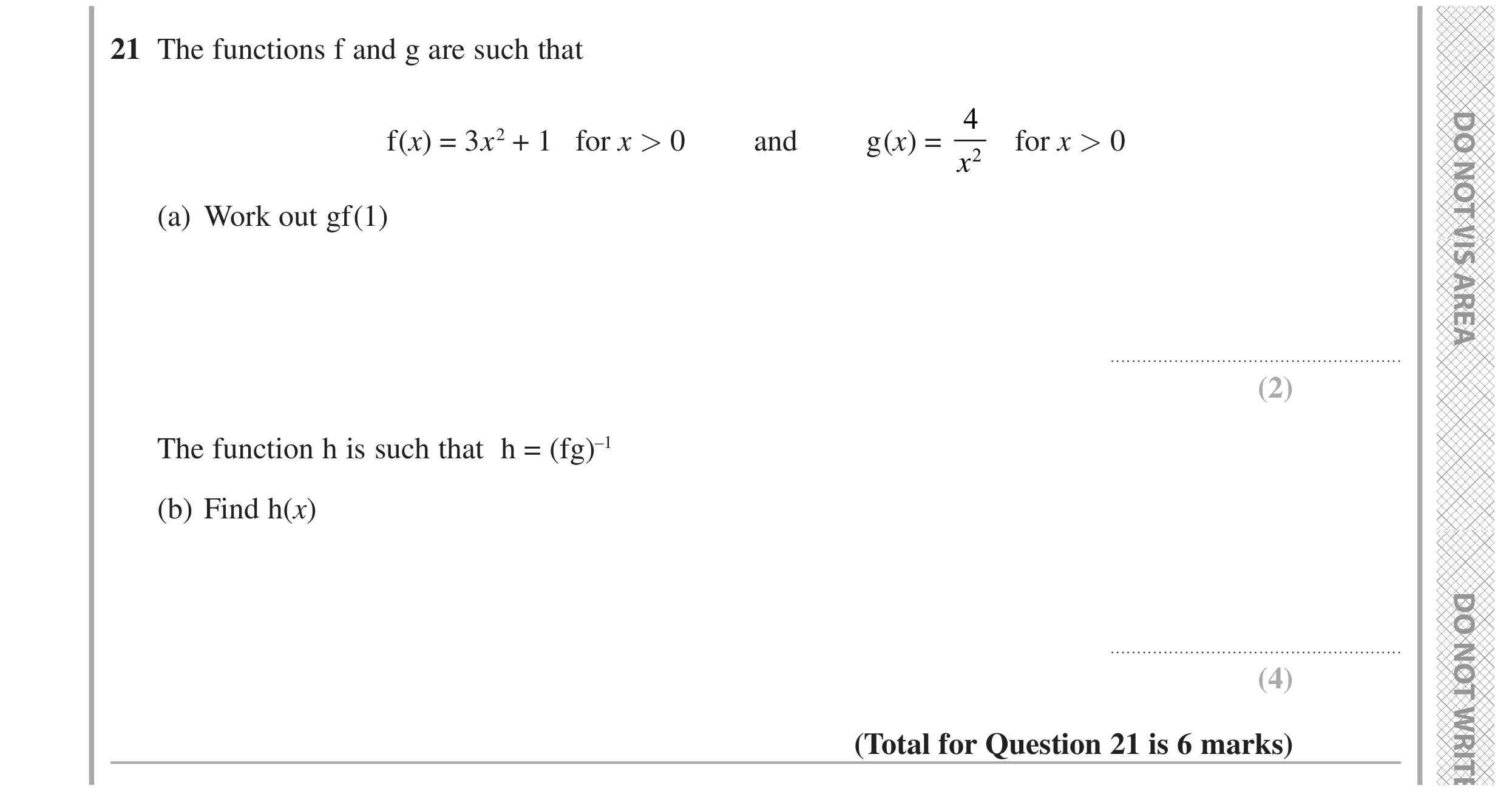 Question 21 — Functions — Edexcel GCSE November 2021