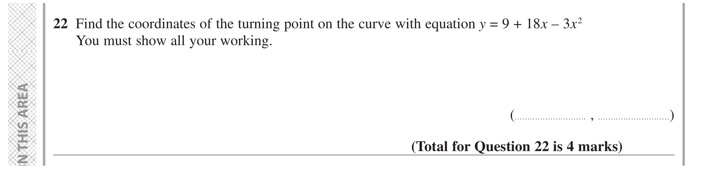 Question 22 — Quadratic Equations — Edexcel GCSE November 2021