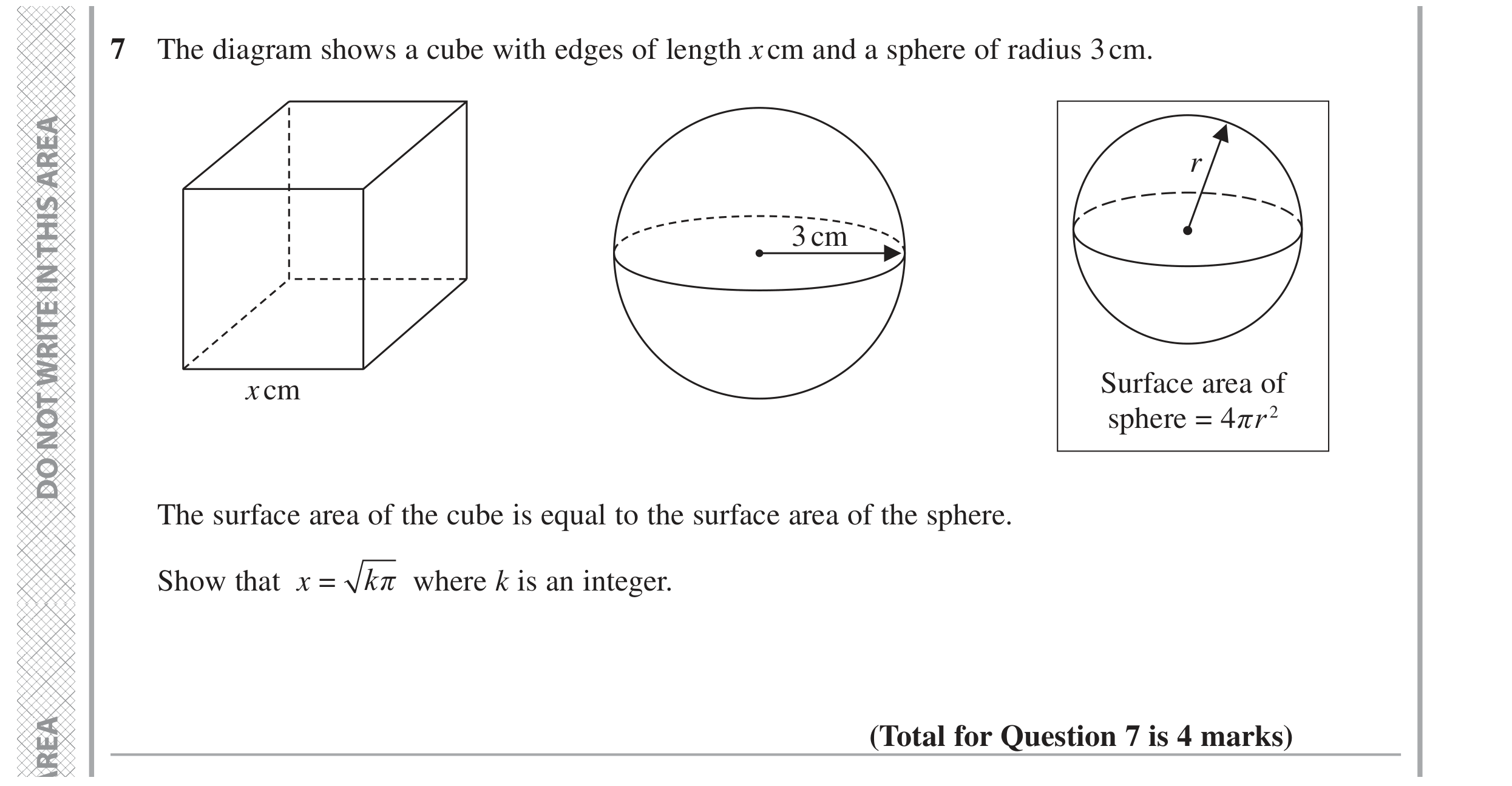 Question 7 — 3D Shapes and Volume — Edexcel GCSE November 2021