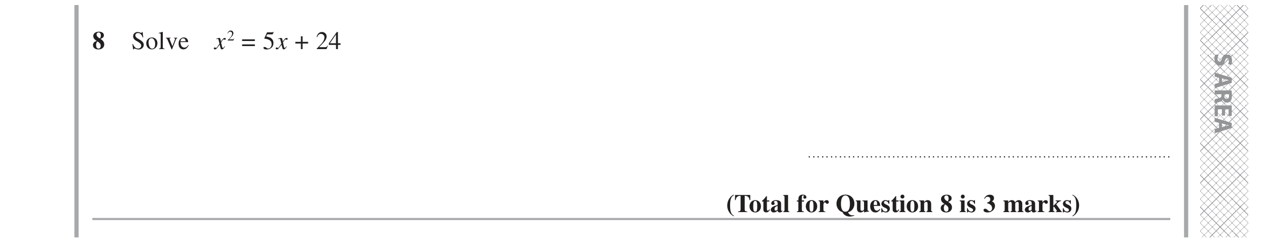 Question 8 — Quadratic Equations — Edexcel GCSE November 2021