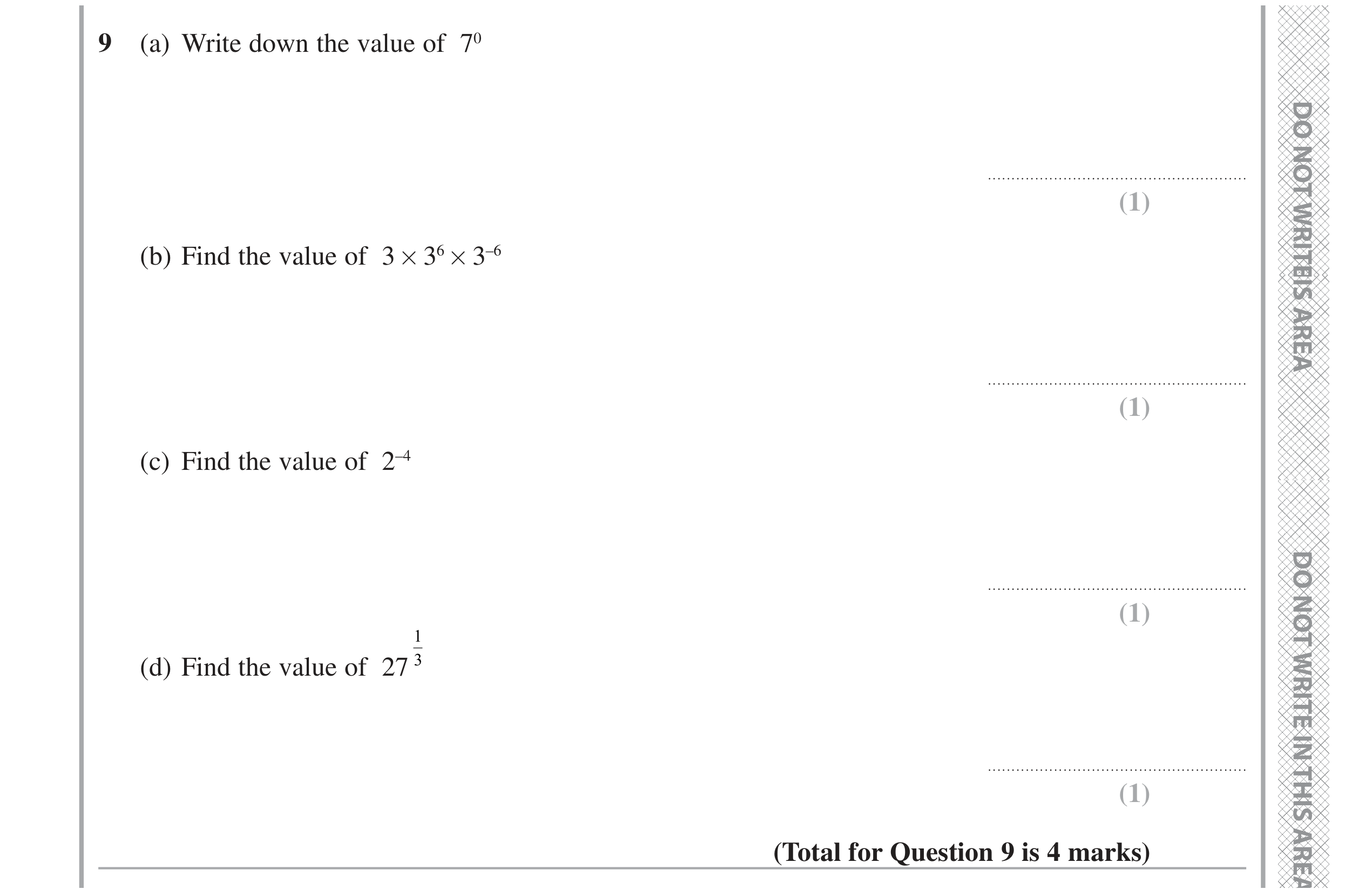Question 9 — Powers — Edexcel GCSE November 2021