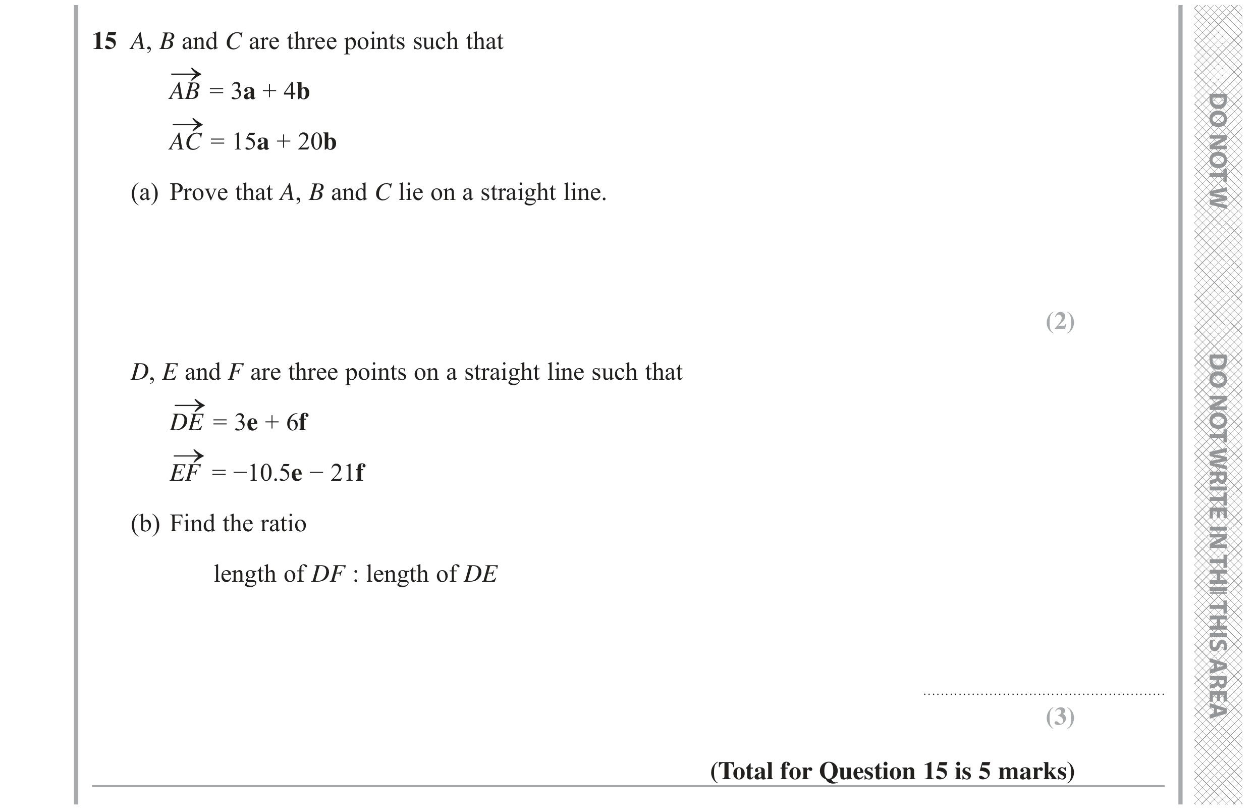 Question 15 — Vectors — Edexcel GCSE June 2022