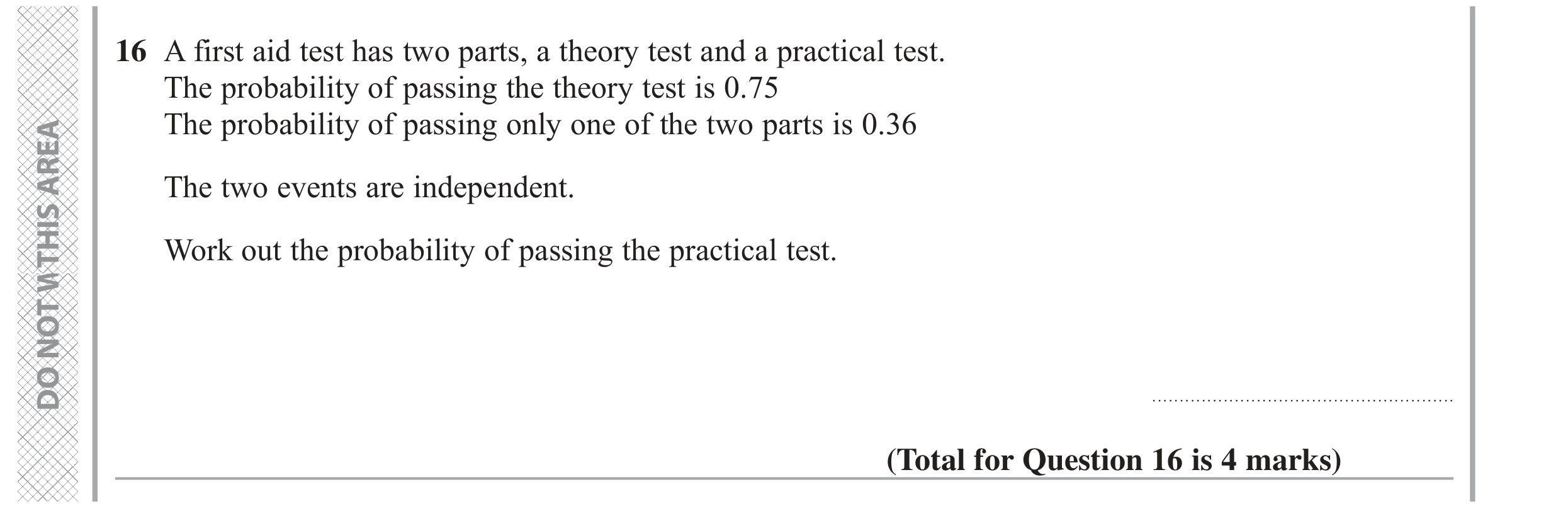 Question 16 — Probability — Edexcel GCSE June 2022