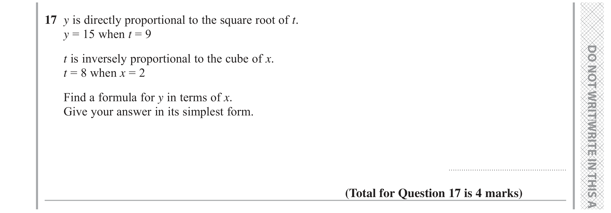Question 17 — Proportion — Edexcel GCSE June 2022