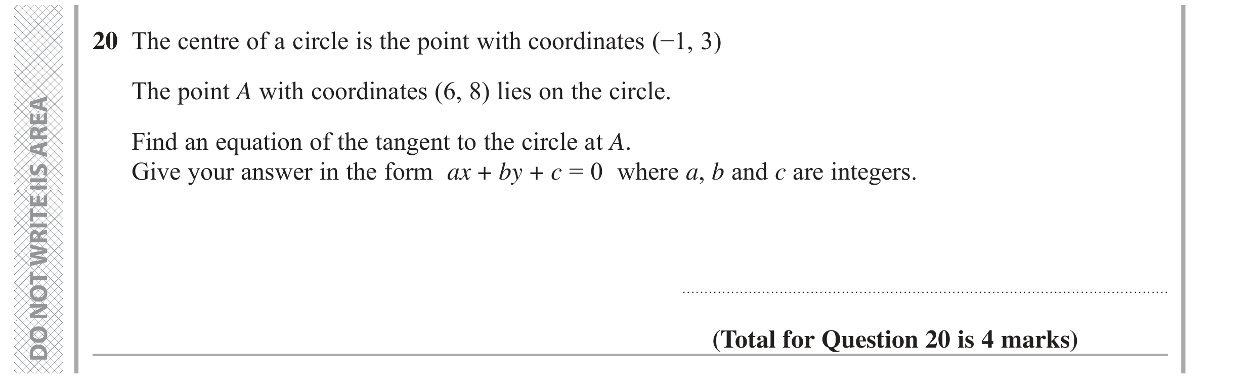 Question 20 — Straight Line Graphs, Circle Theorems, Circles — Edexcel GCSE June 2022