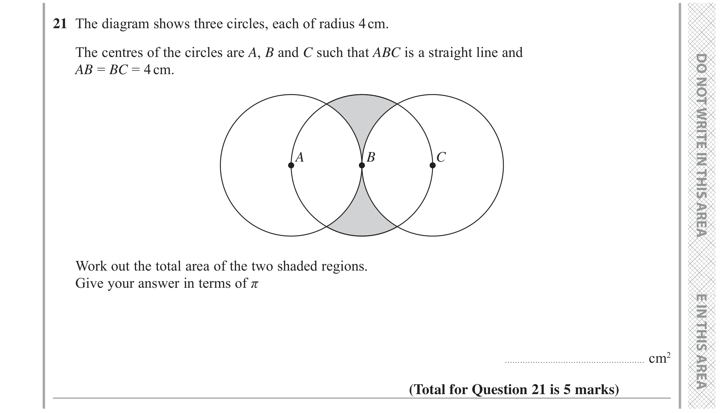 Question 21 — Circles, Sectors, Perimeter and Area — Edexcel GCSE June 2022