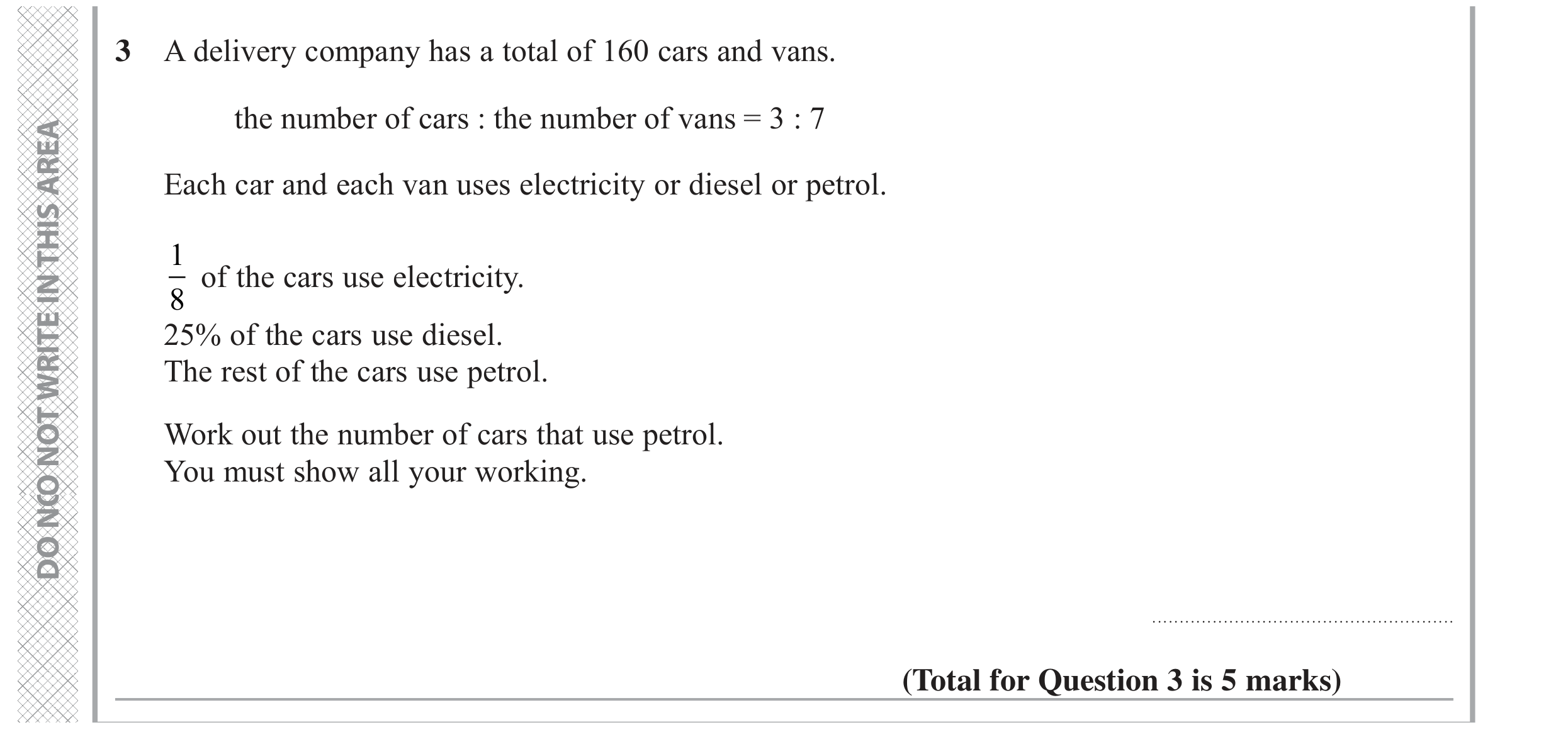 Question 3 — Ratios, Percentages, Fractions — Edexcel GCSE June 2022