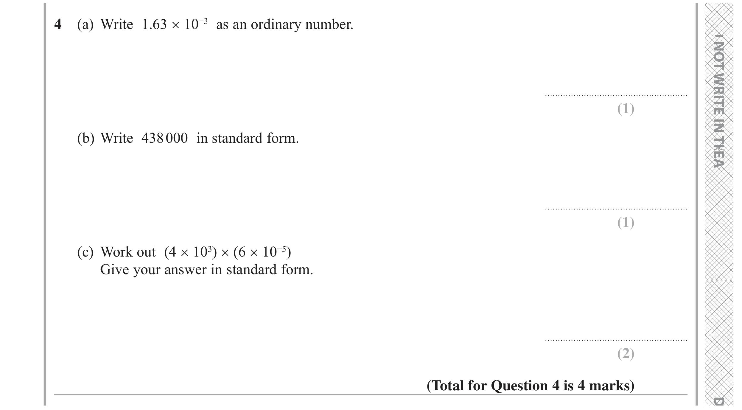 Question 4 — Standard Form — Edexcel GCSE June 2022