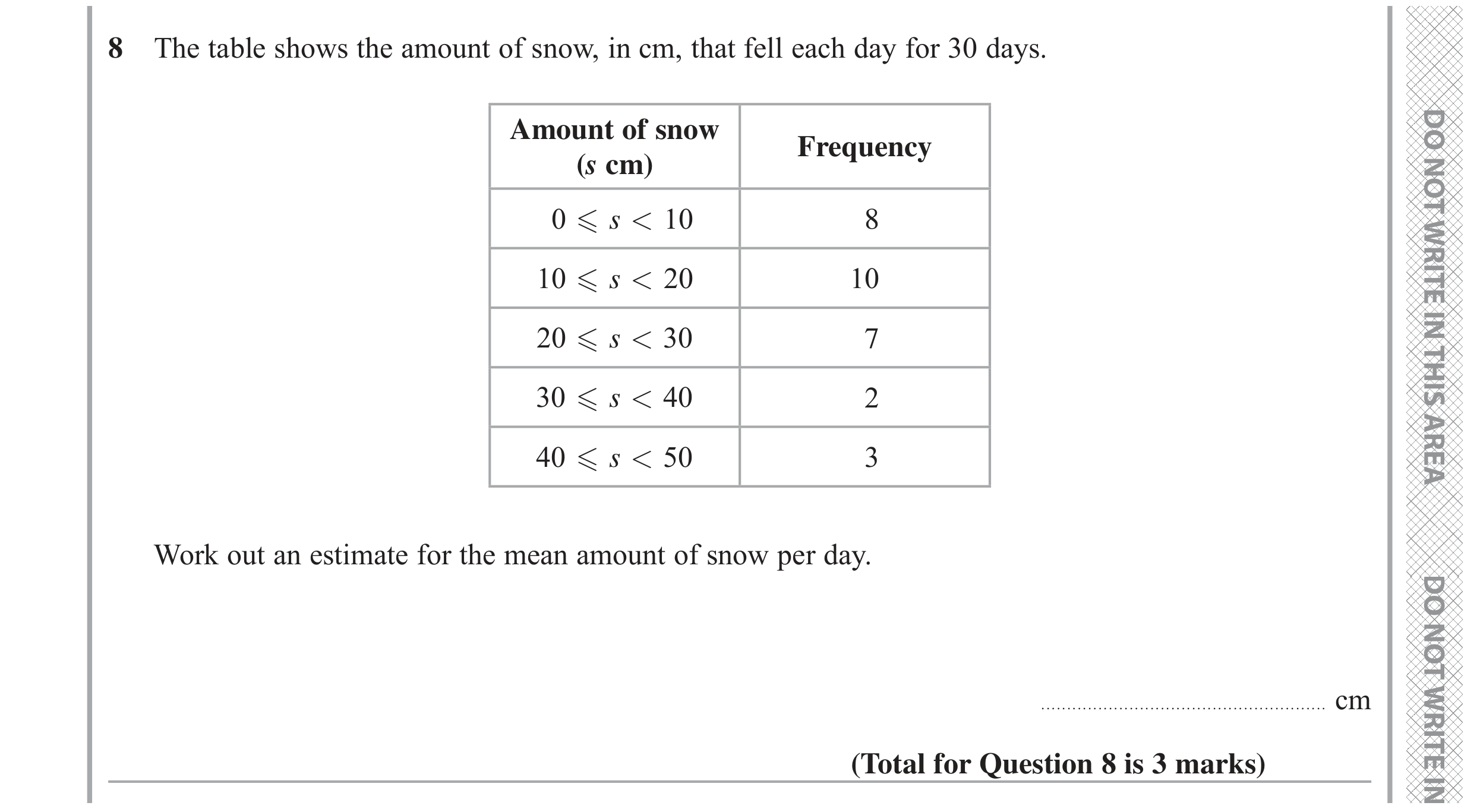 Question 8 — Frequency Tables — Edexcel GCSE June 2022
