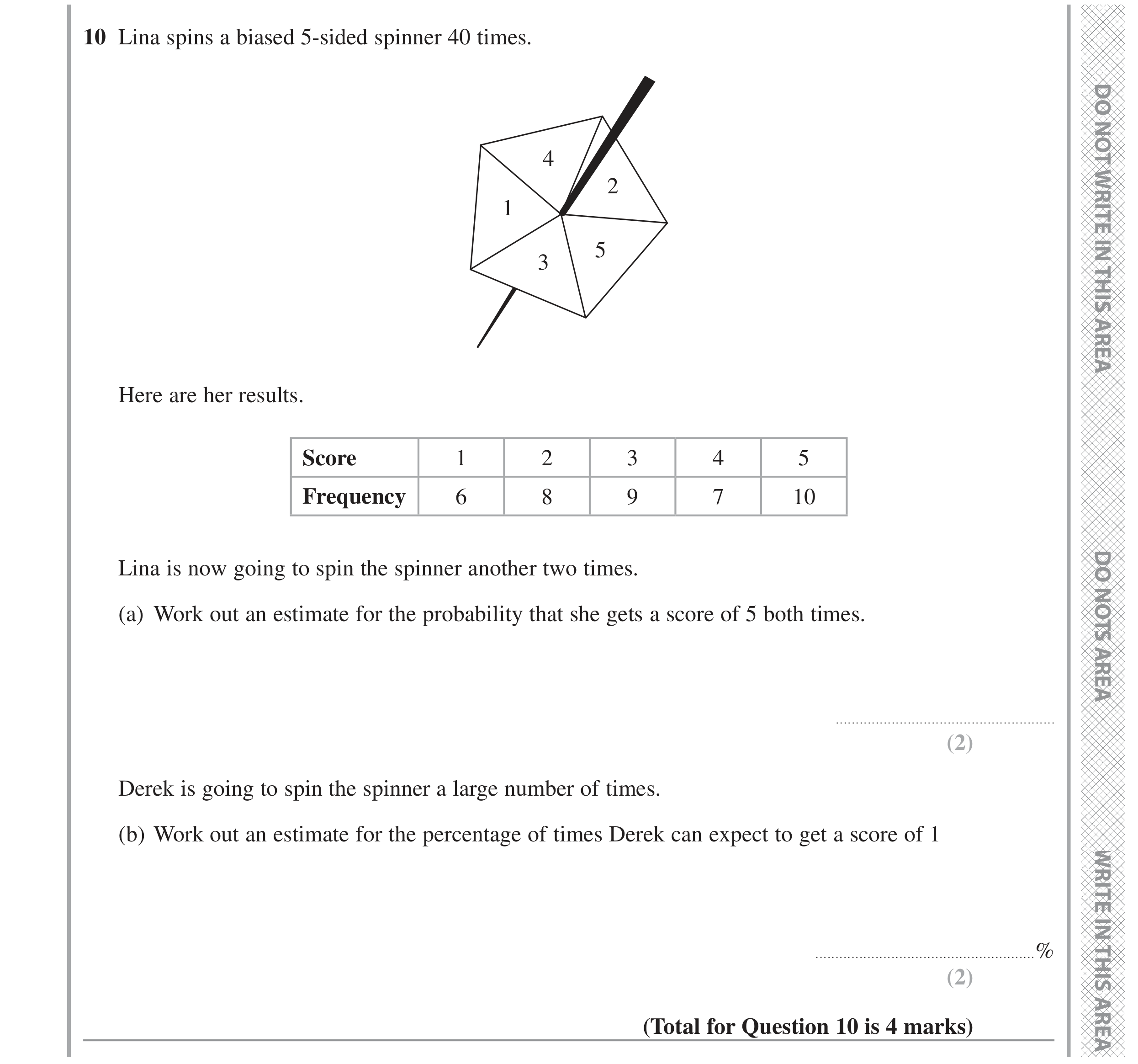 Question 10 — Probability — Edexcel GCSE November 2022