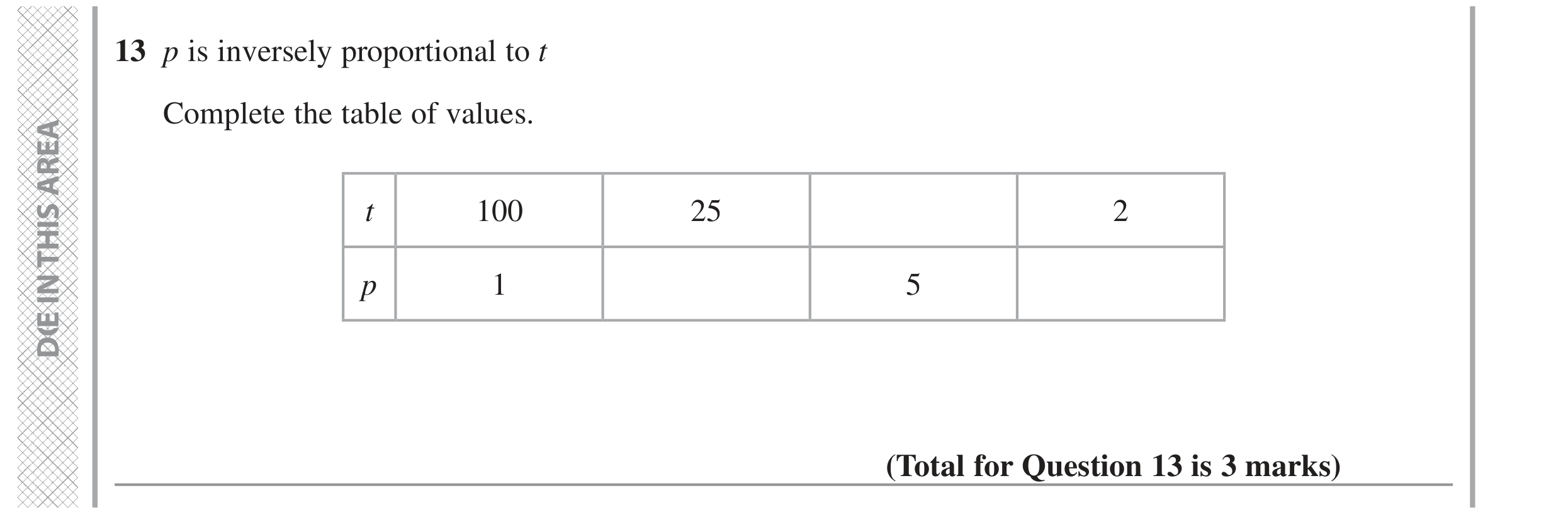 Question 13 — Proportion — Edexcel GCSE November 2022