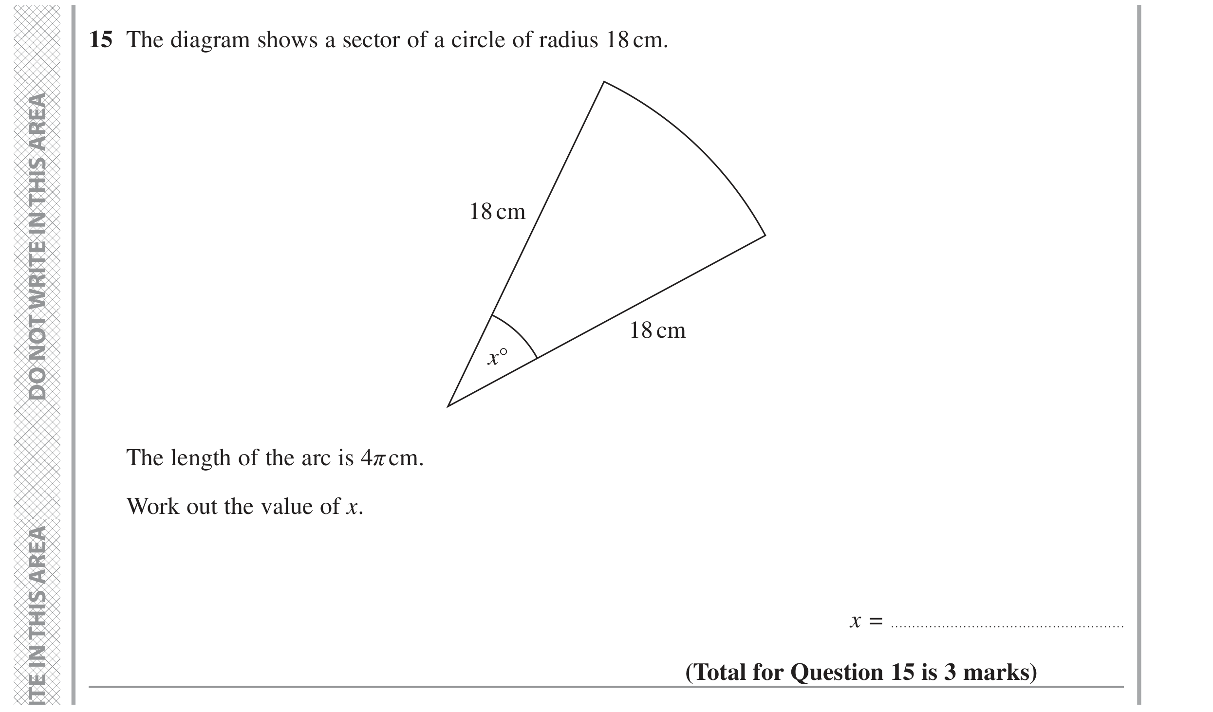 Question 15 — Sectors — Edexcel GCSE November 2022
