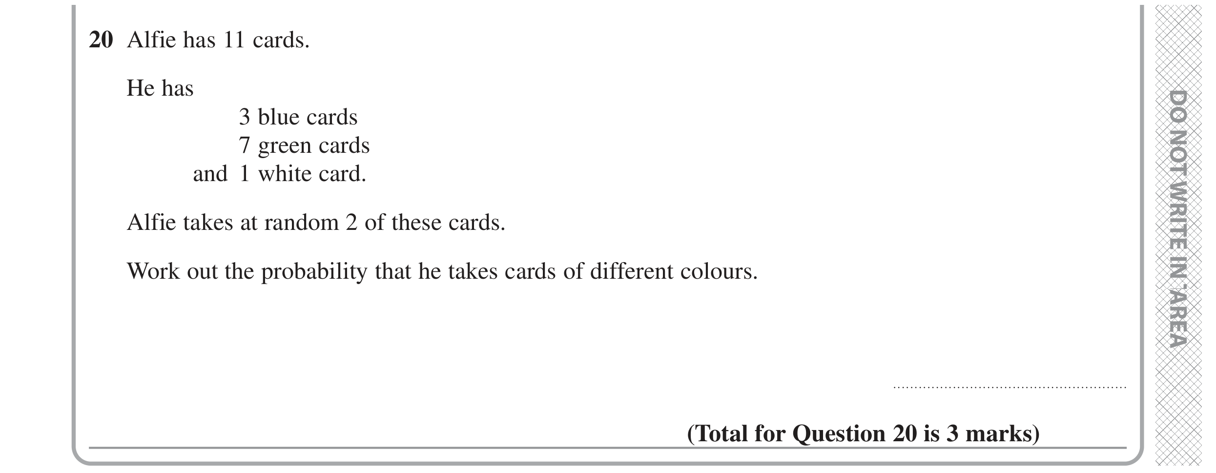 Question 20 — Probability — Edexcel GCSE November 2022