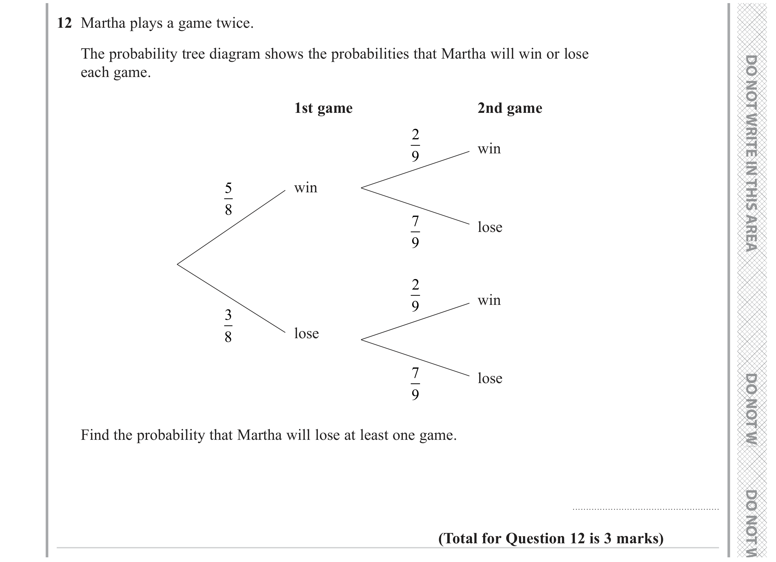 Question 12 — Probability — Edexcel GCSE June 2023
