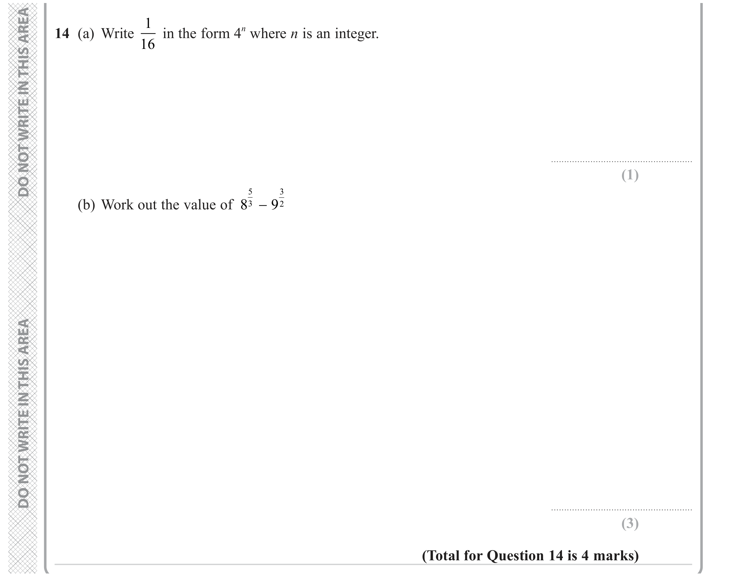 Question 14 — Powers — Edexcel GCSE June 2023