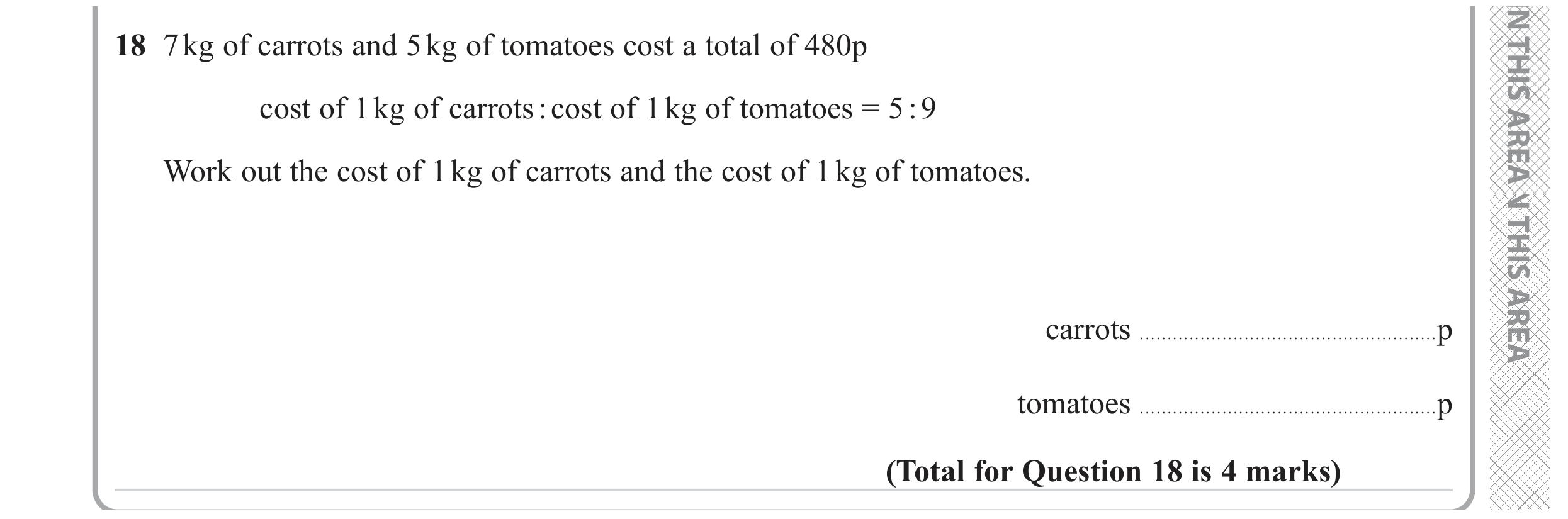 Question 18 — Ratios — Edexcel GCSE June 2023