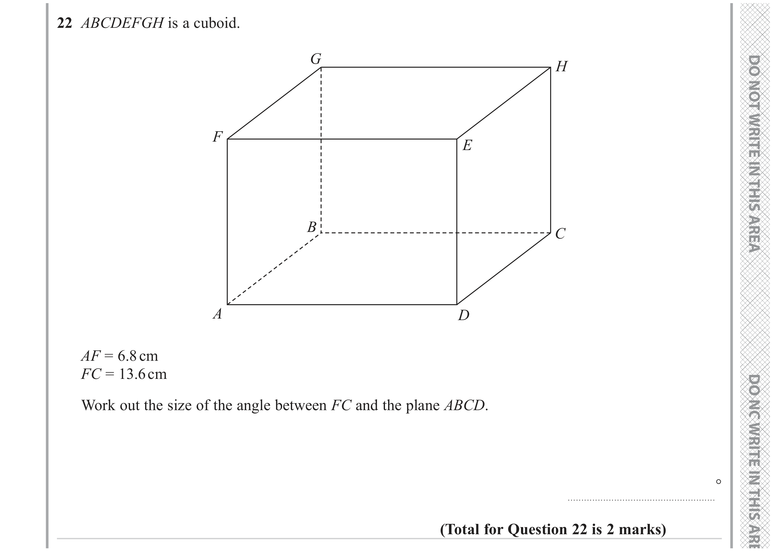 Question 22 — 3D Pythagoras — Edexcel GCSE June 2023