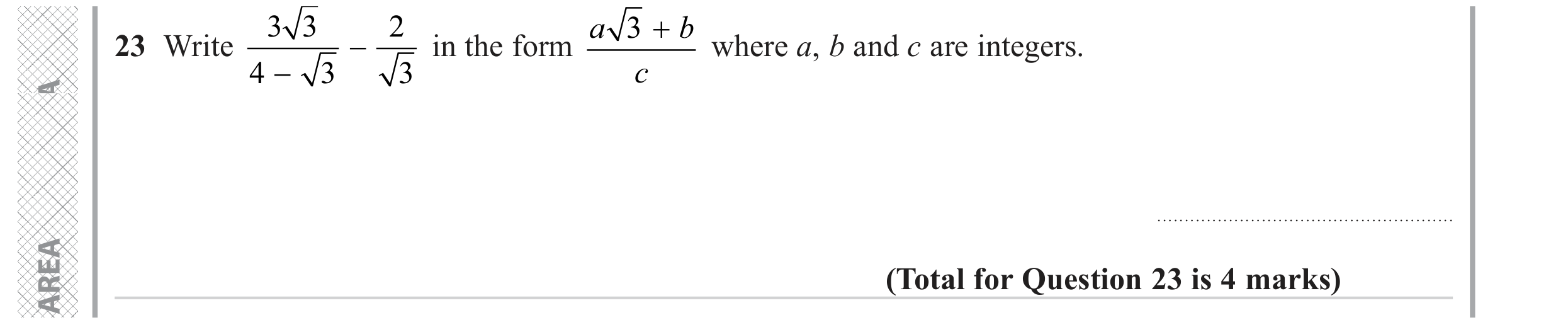 Question 23 — Surds — Edexcel GCSE June 2023