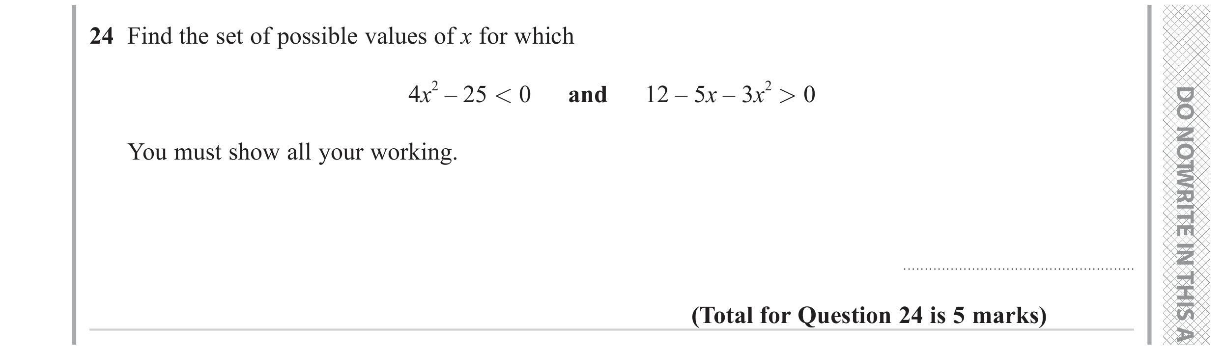 Question 24 — Inequalities — Edexcel GCSE June 2023