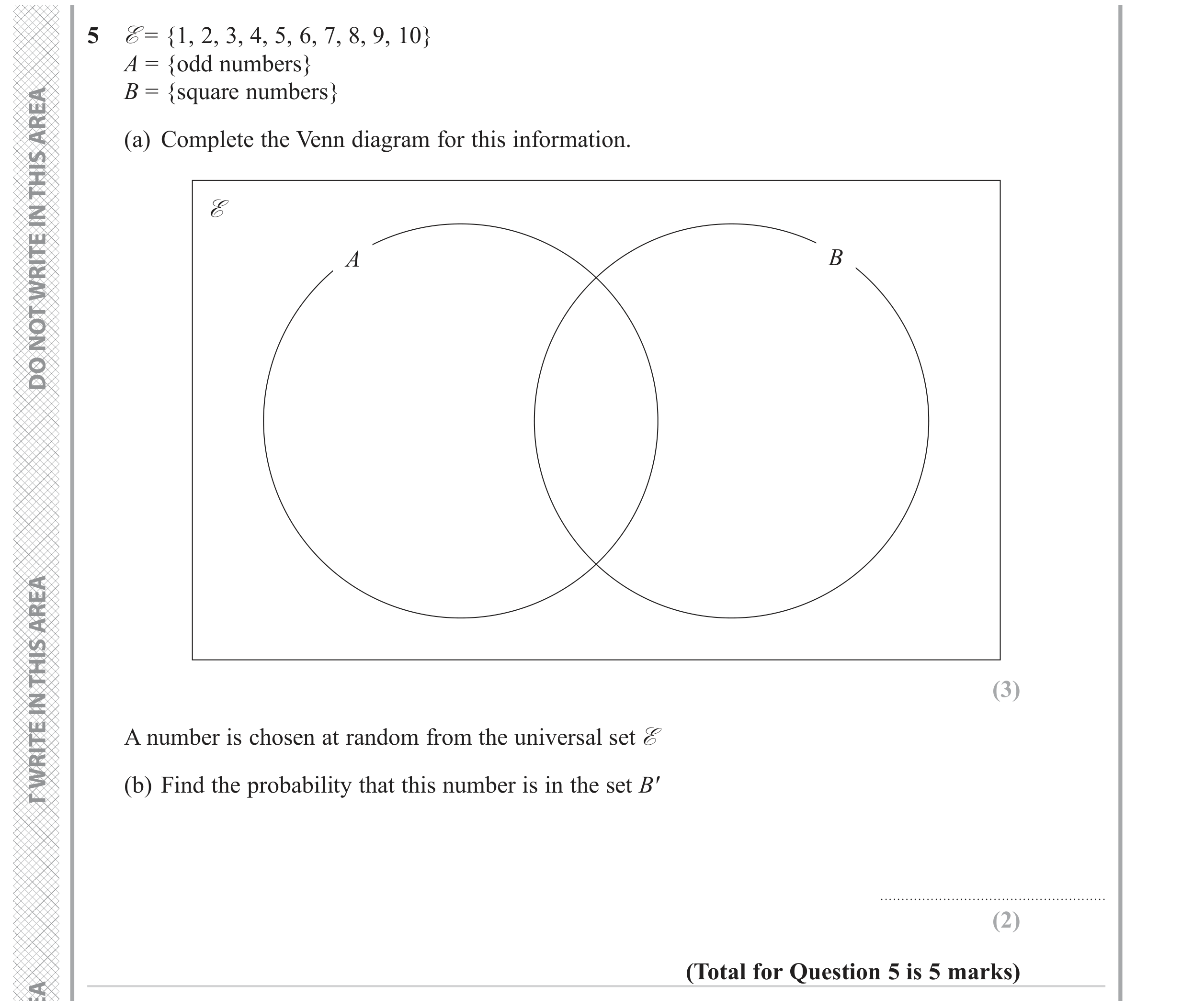 Question 5 — Set Notation, Probability — Edexcel GCSE June 2023