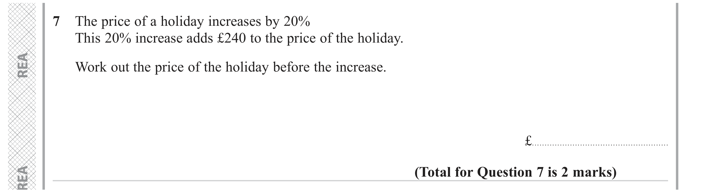 Question 7 — Percentages — Edexcel GCSE June 2023