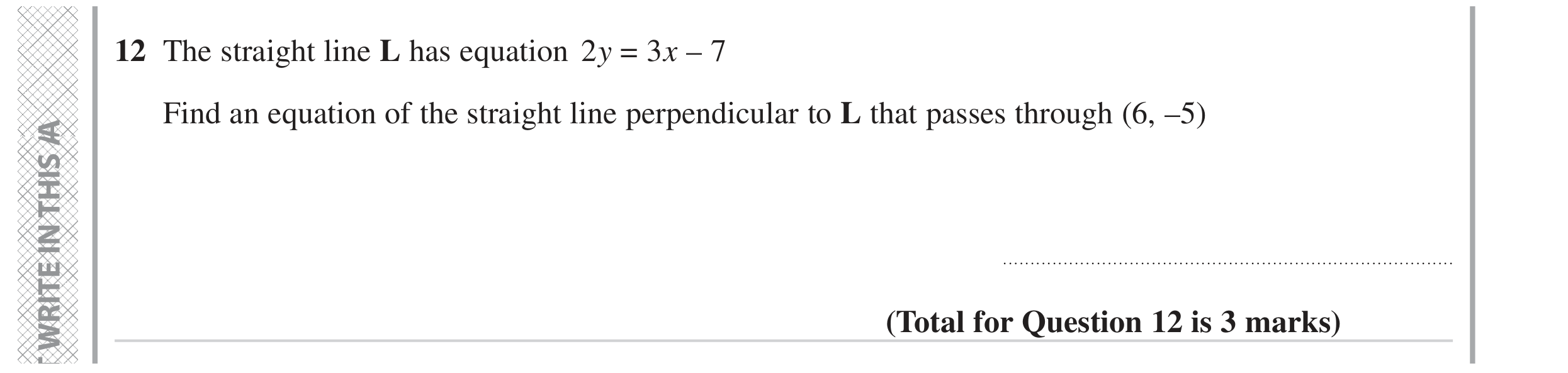 Question 12 — Straight Line Graphs — Edexcel GCSE November 2023