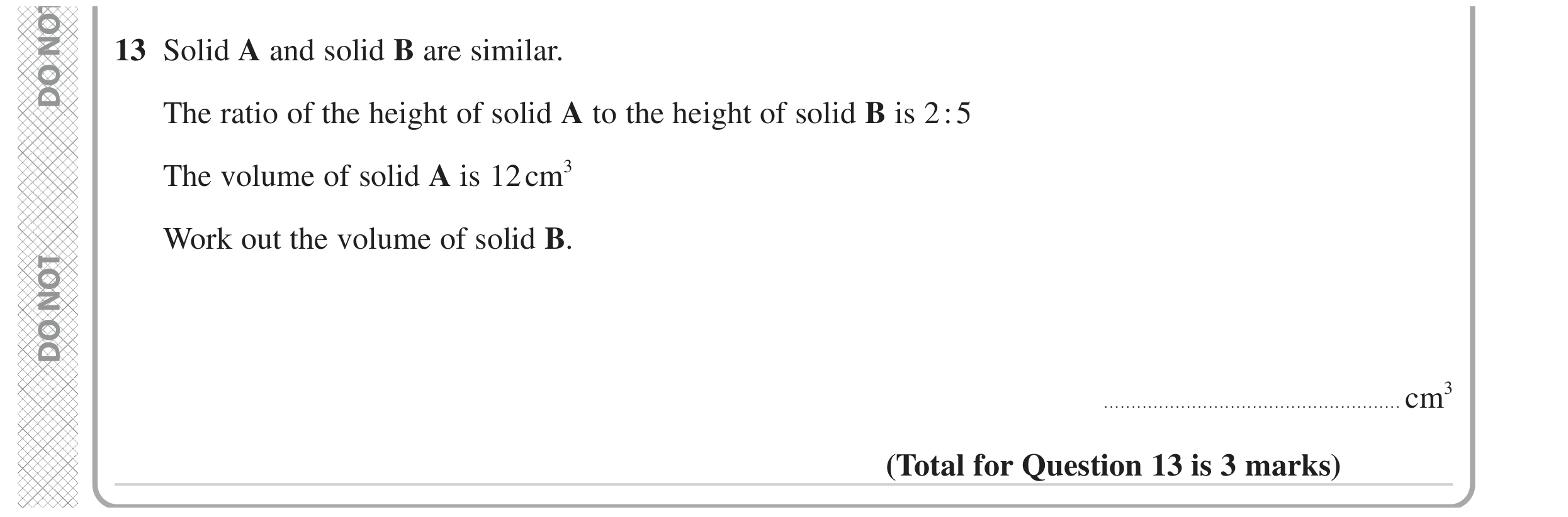 Question 13 — Congruence and Similarity, Ratios — Edexcel GCSE November 2023