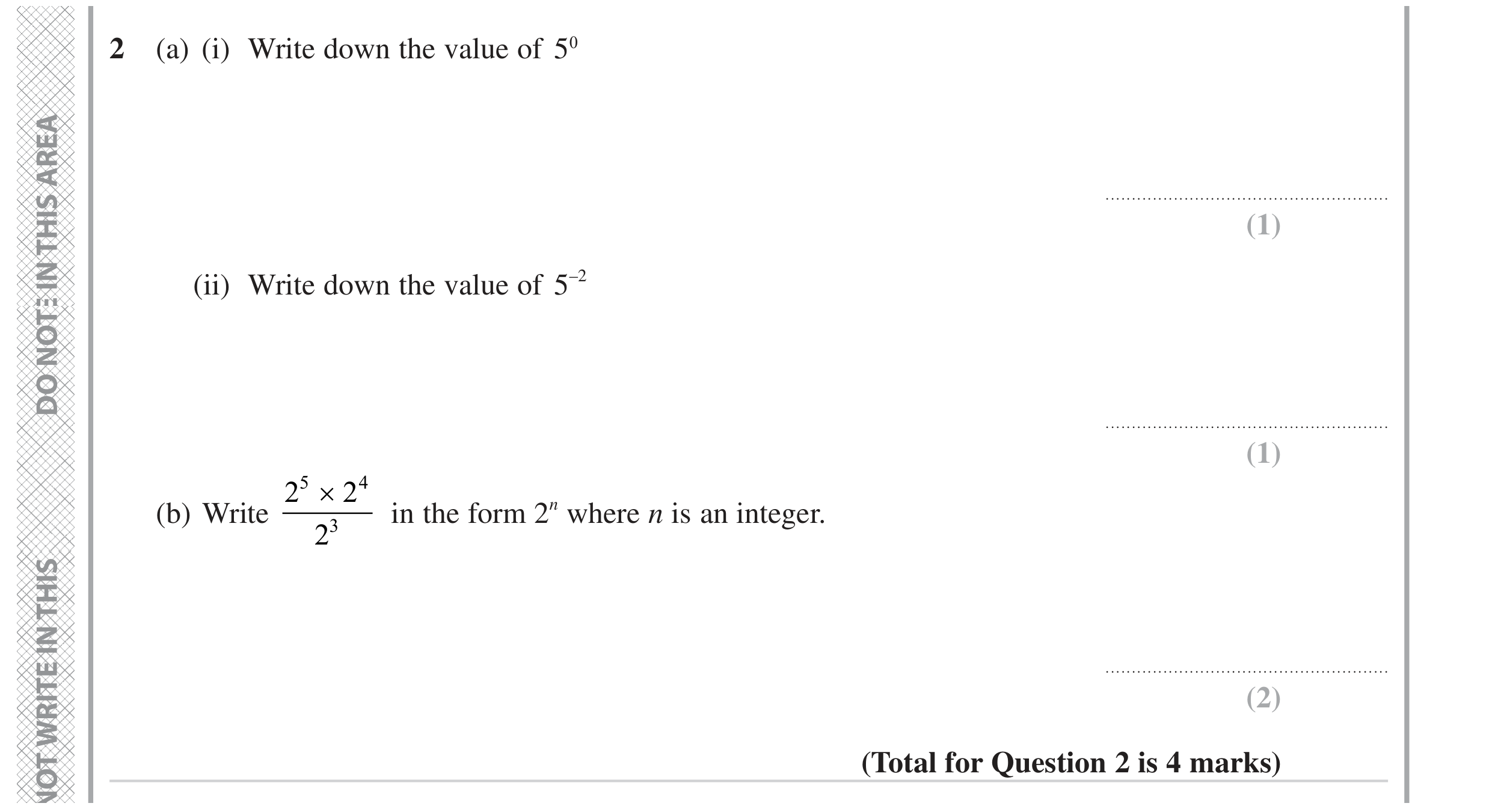 Question 2 — Powers — Edexcel GCSE November 2023