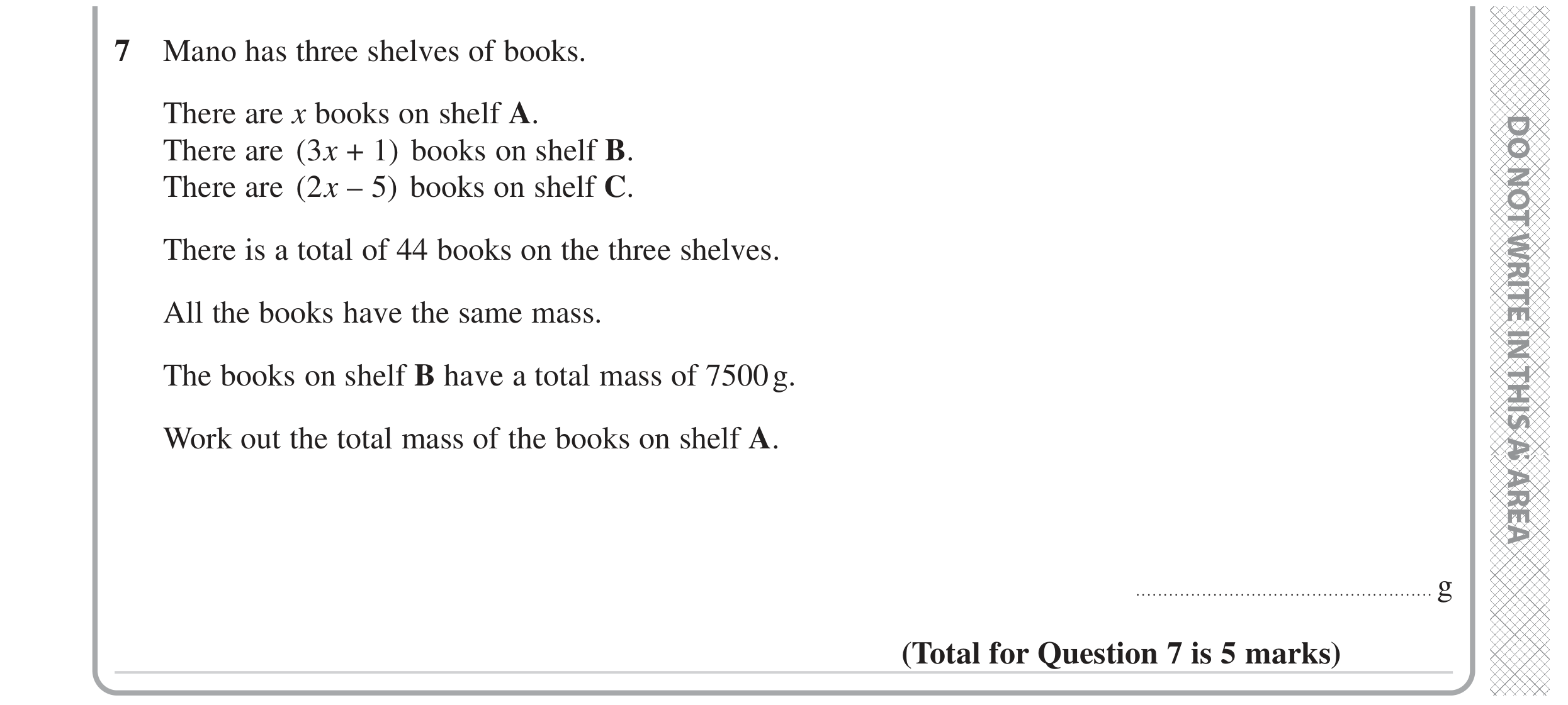 Question 7 — Algebra — Edexcel GCSE November 2023