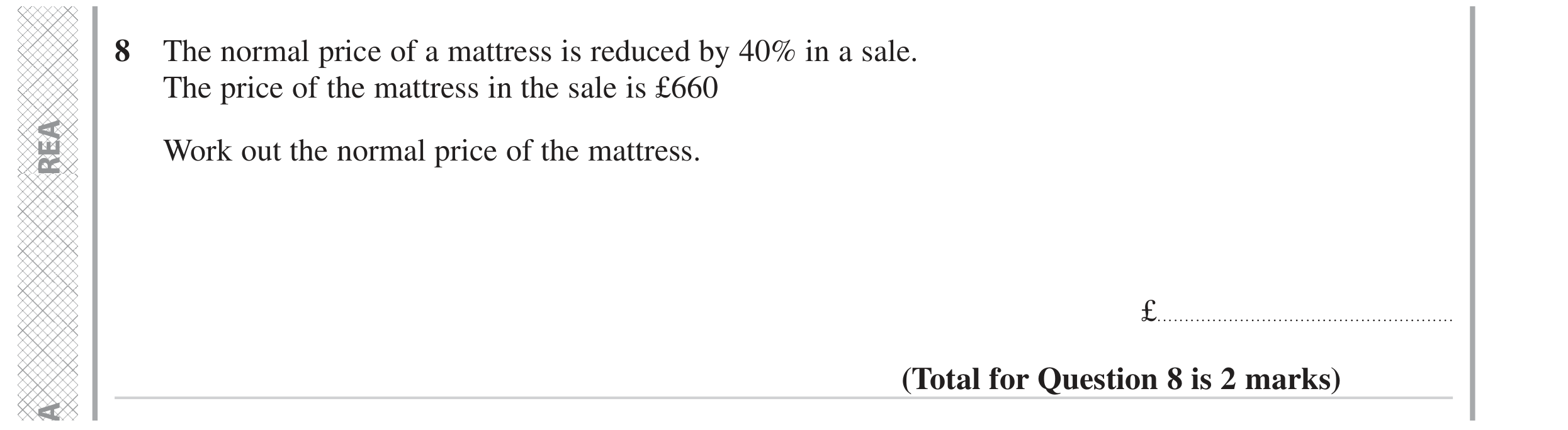 Question 8 — Percentages — Edexcel GCSE November 2023