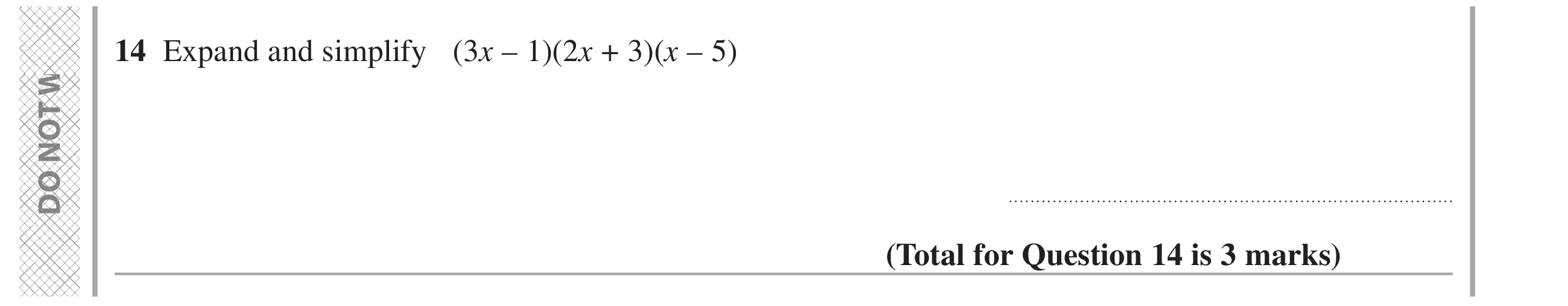 Question 14 — Algebra (Expand/Simplify/Factorise) — Edexcel GCSE June 2024