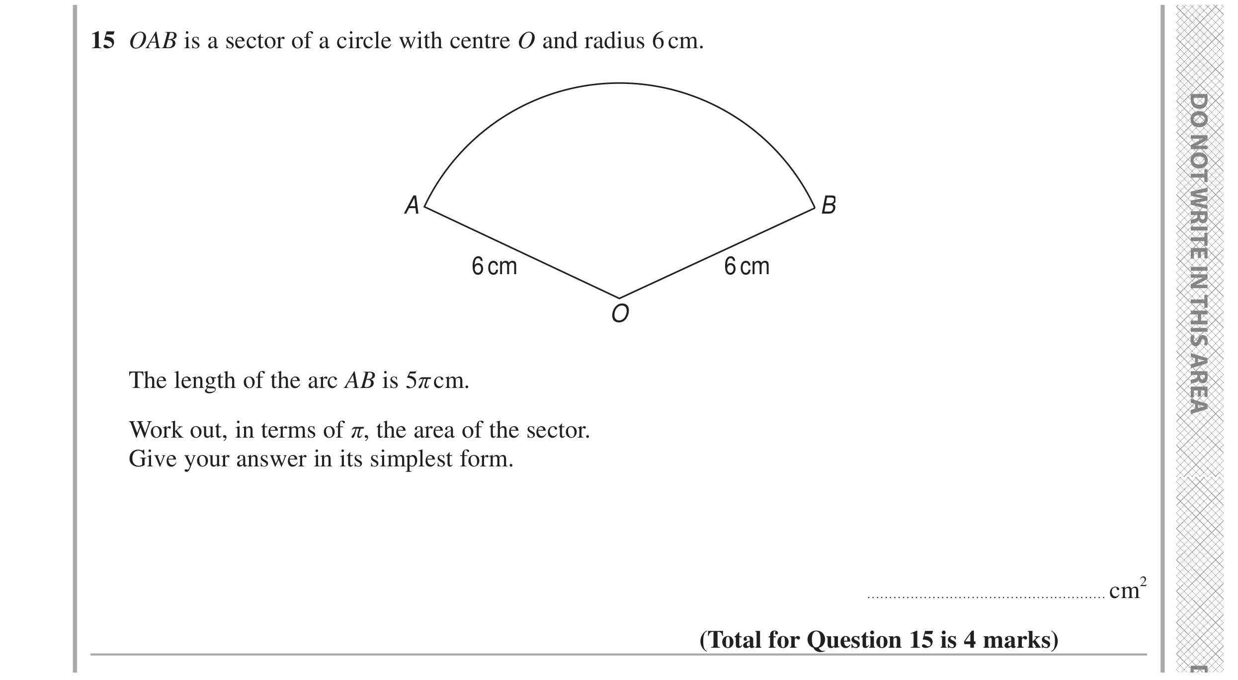 Question 15 — Sectors — Edexcel GCSE June 2024