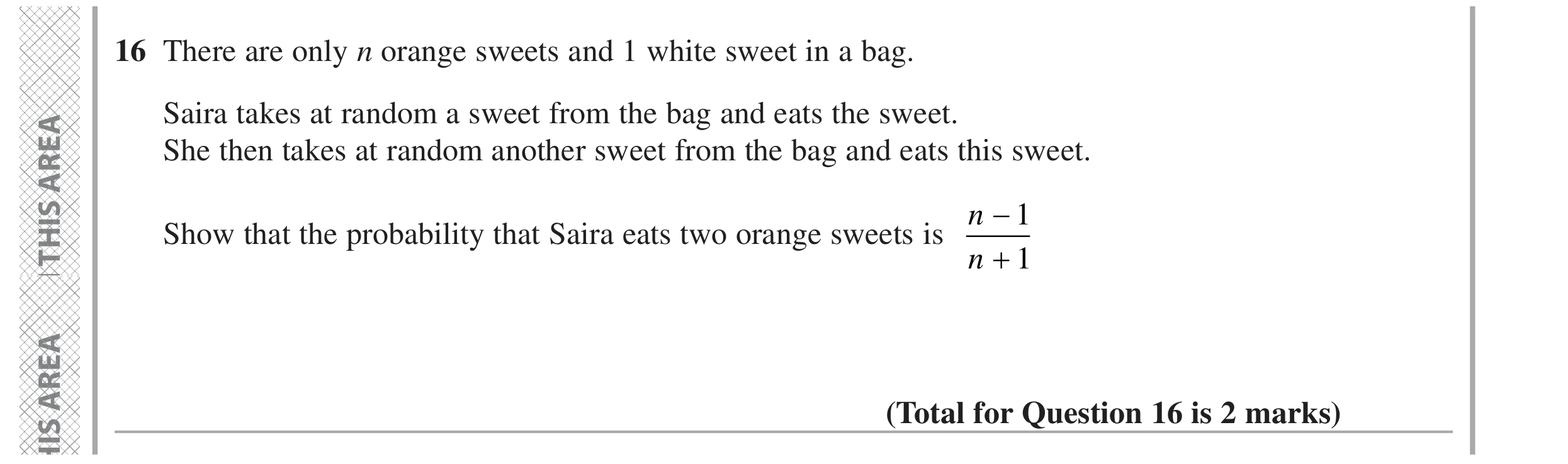 Question 16 — Probability — Edexcel GCSE June 2024