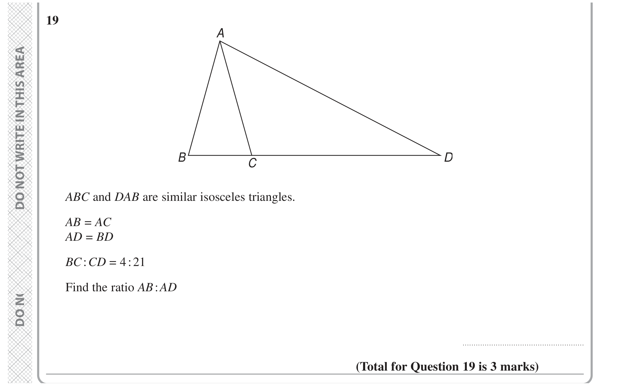 Question 19 — Congruence and Similarity, Ratios — Edexcel GCSE June 2024