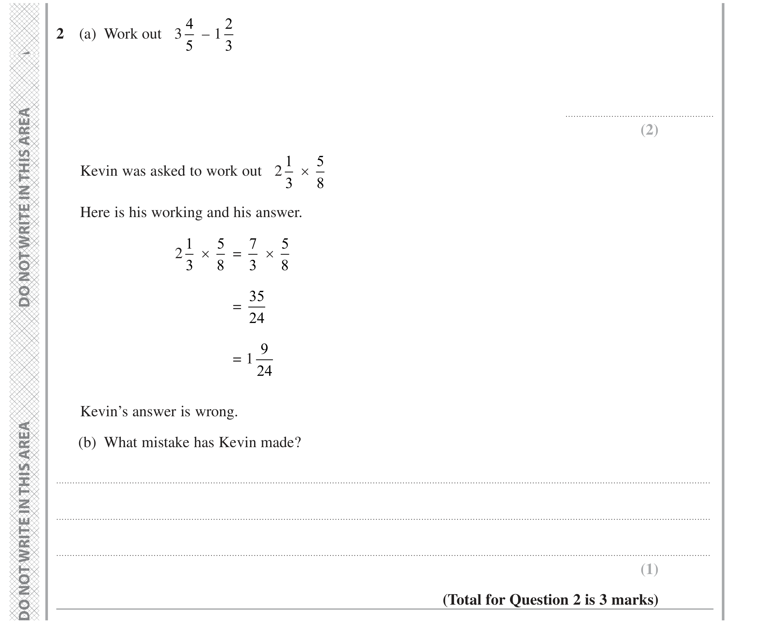 Question 2 — Fractions — Edexcel GCSE June 2024