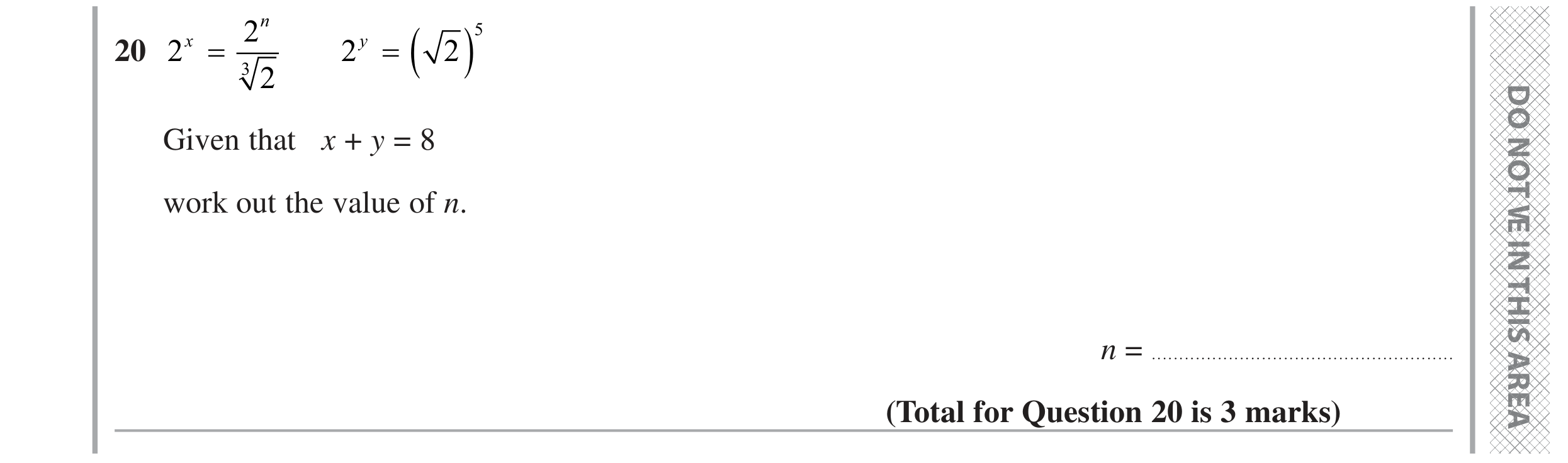 Question 20 — Powers — Edexcel GCSE June 2024