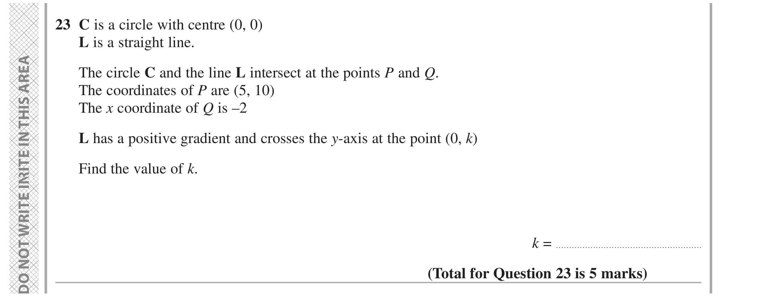 Question 23 — Circles, Coordinates — Edexcel GCSE June 2024
