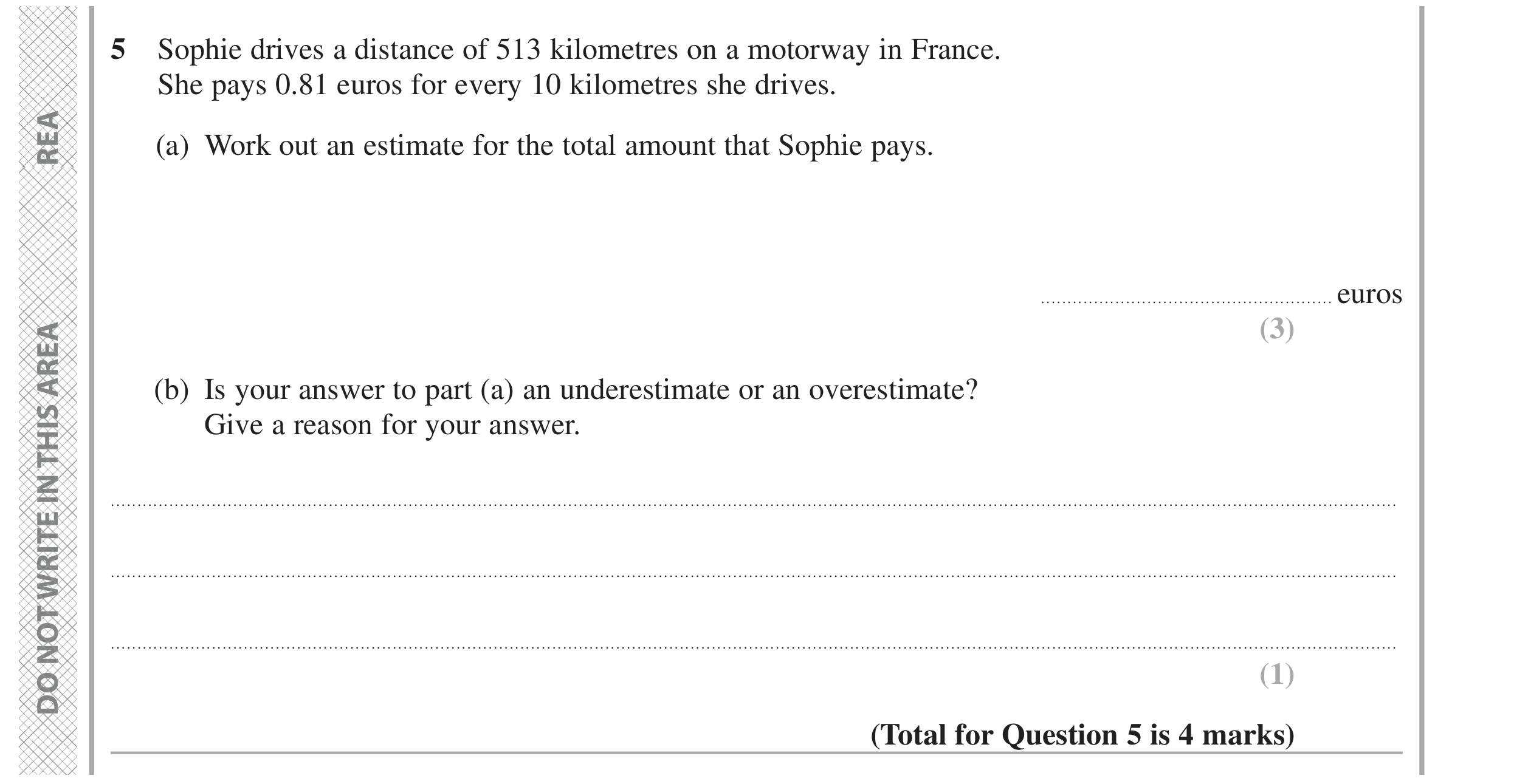 Question 5 — Estimations — Edexcel GCSE June 2024