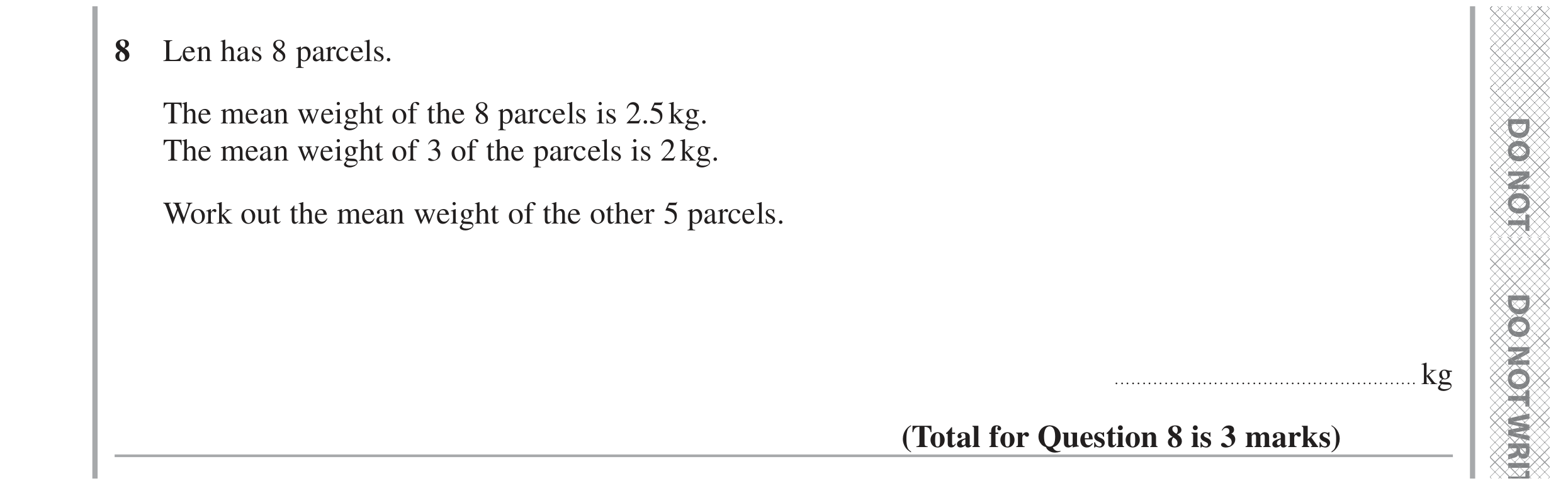Question 8 — Mean/Median/Mode/Range — Edexcel GCSE June 2024