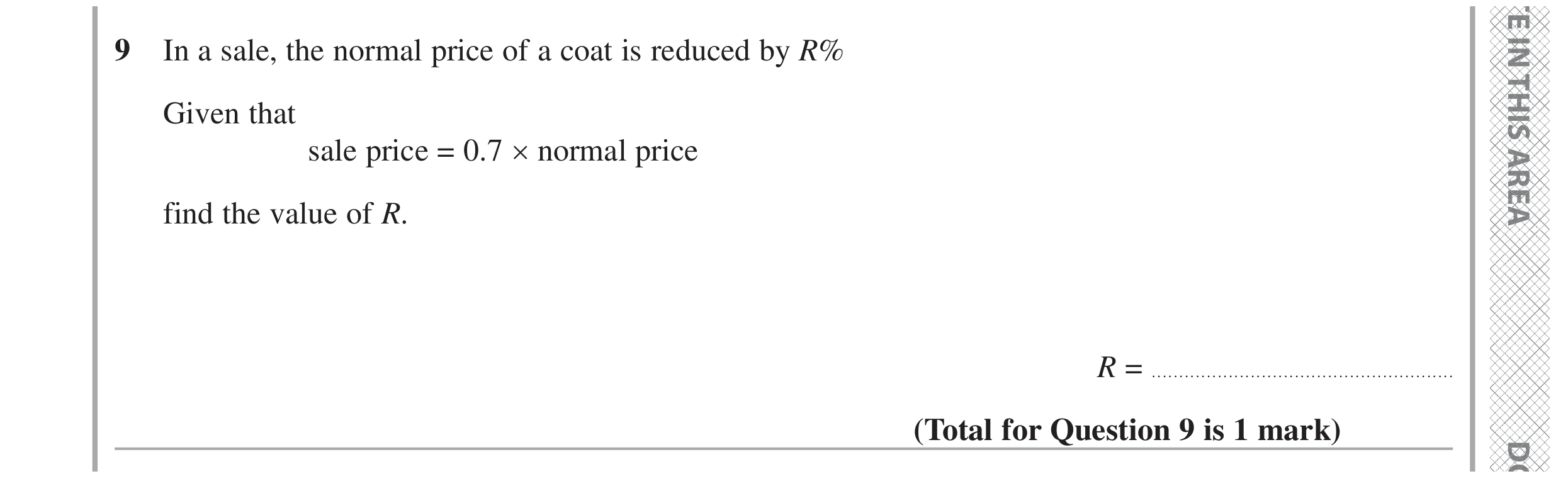 Question 9 — Percentages — Edexcel GCSE June 2024