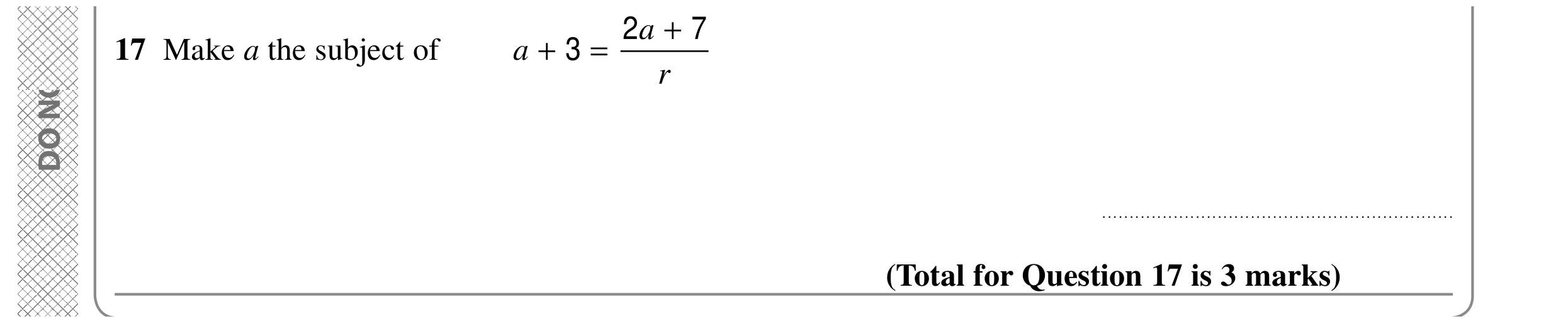 Question 17 — Formulae — Edexcel GCSE SAM 2015