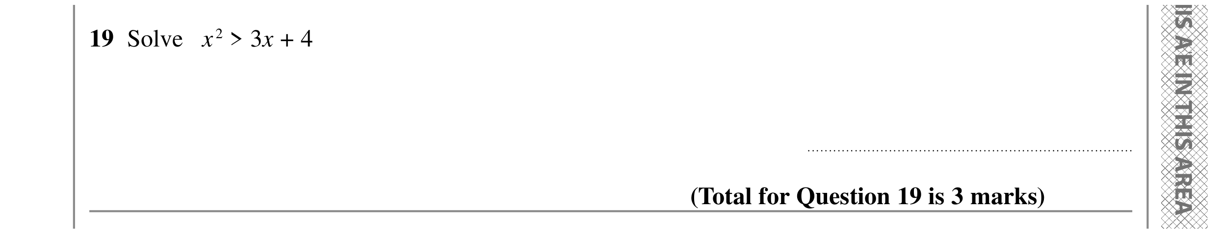 Question 19 — Inequalities — Edexcel GCSE SAM 2015