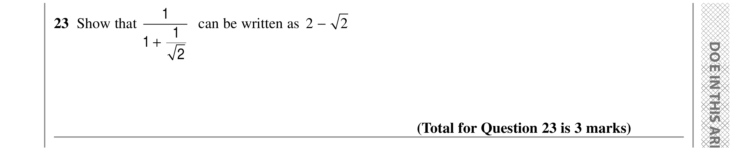 Question 23 — Surds — Edexcel GCSE SAM 2015