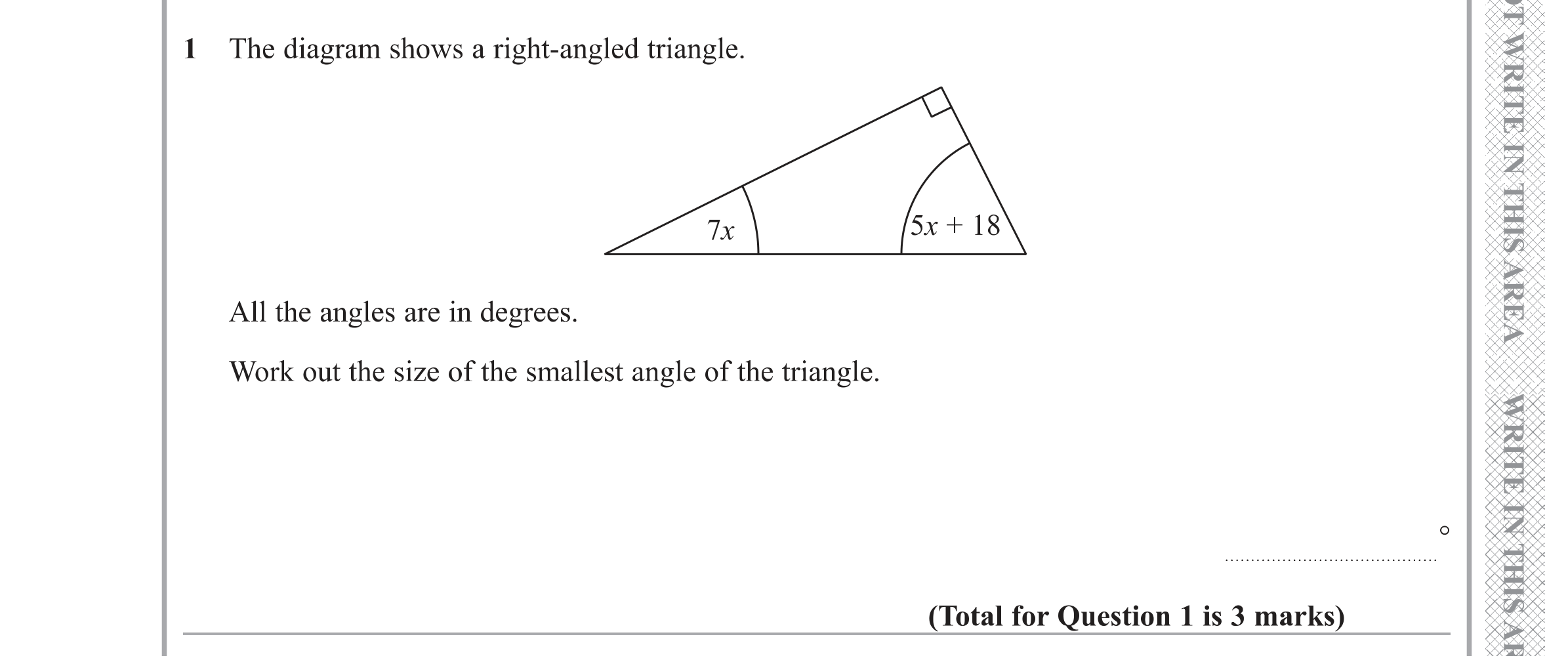 Question 1 — Angles — Edexcel GCSE Specimen Set 1
