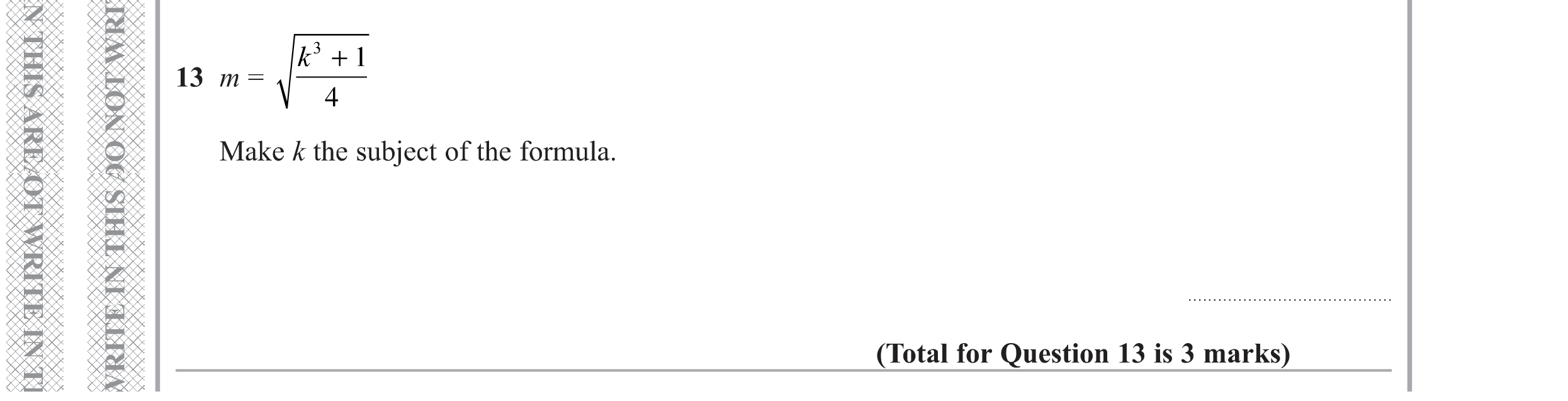 Question 13 — Formulae — Edexcel GCSE Specimen Set 1